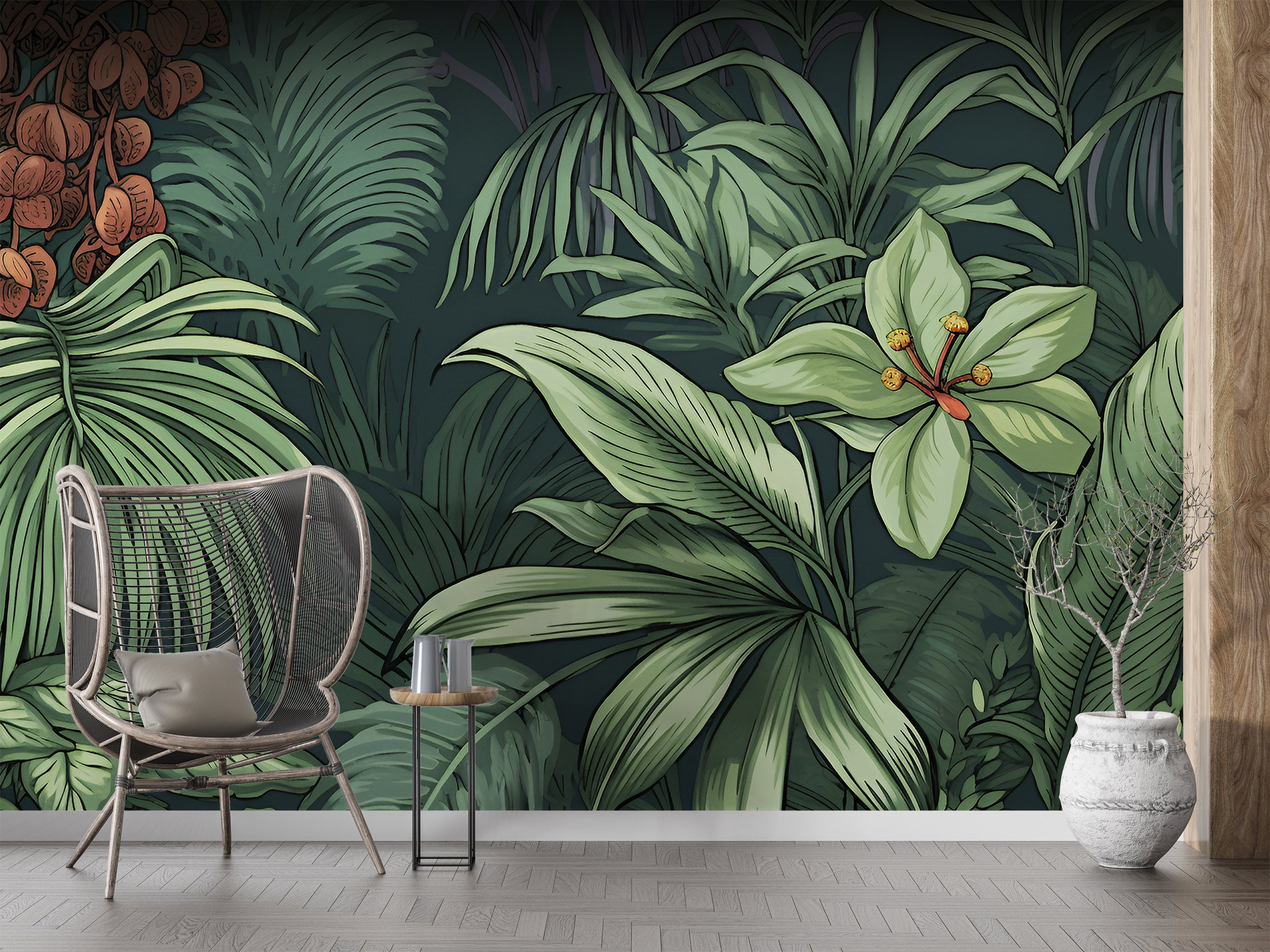 Dark Tropical Wallpaper with Nature's Beauty