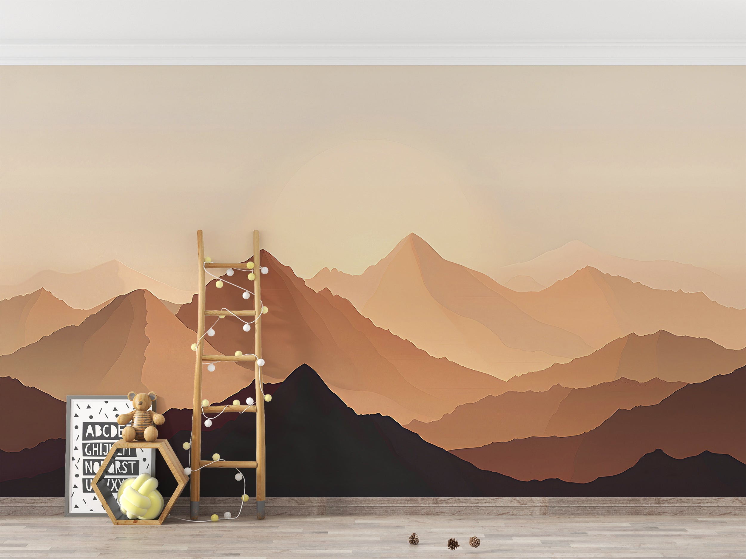 Sand Dunes Wallpaper, Peel and Stick Desert Wall Mural, Removable Beige and Brown Mountains Landscape Art, Custom Size Wall Decor
