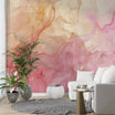 Soft Pink and Yellow Alcohol Ink Wall Mural, Peel and Stick Abstract Liquid Wallpaper, Removable Accent Wall Mural in Pastel Colors