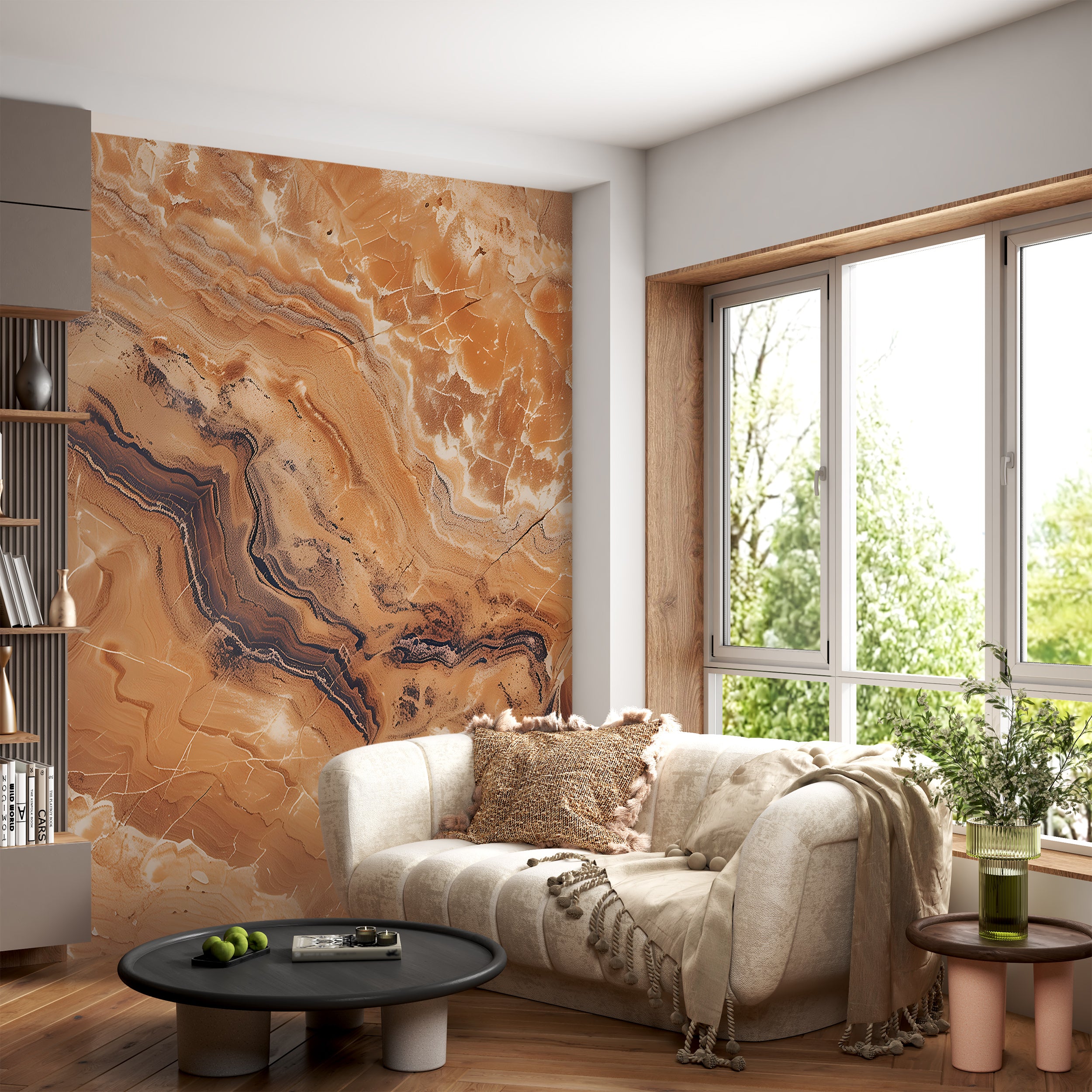 Brown Marble Texture Wall Mural, Peel and Stick Marble Wallpaper, Removable Brown Stone Mural, Unique Modern Art Wallpaper, Abstract Decor