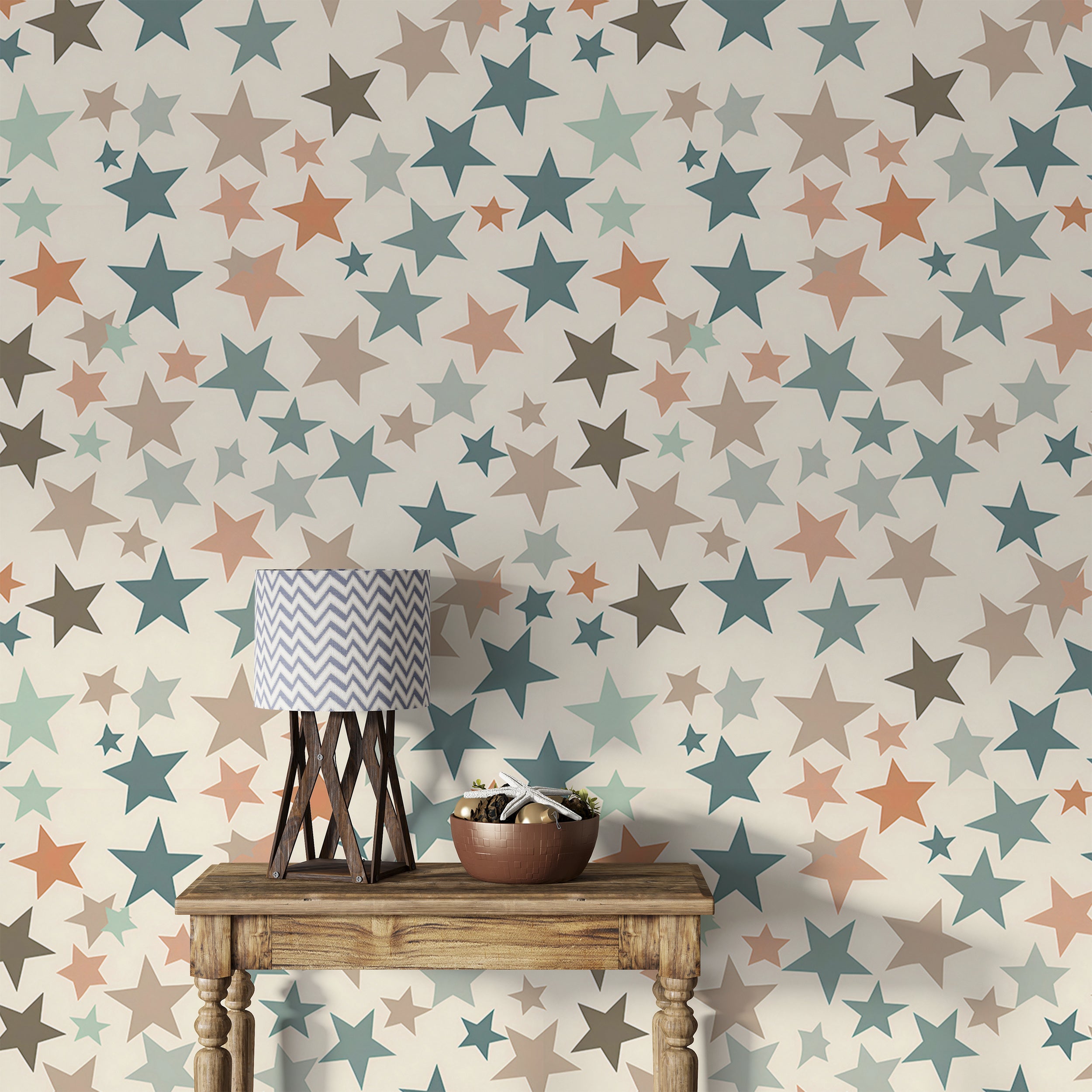 Boho Stars Wallpaper, Colorful Starry Wallpaper, Peel and Stick Pastel Colors Nursery Wall Decor, Removable Stars