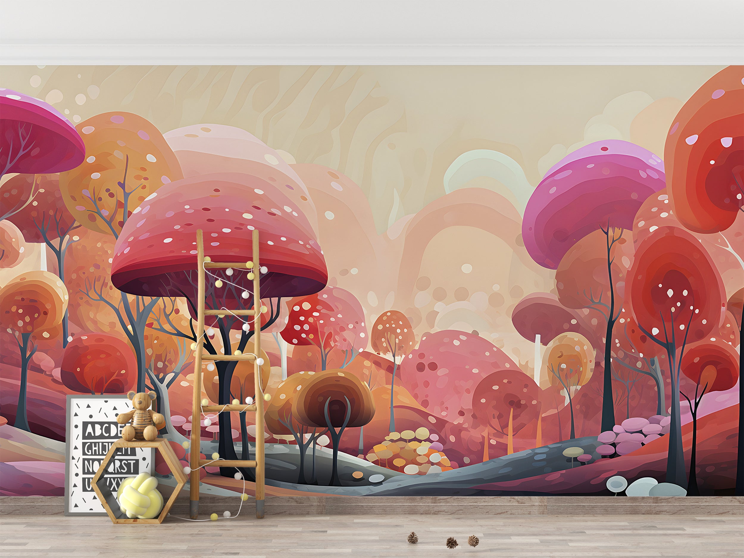 Whimsical Pink Landscape Wall Decor