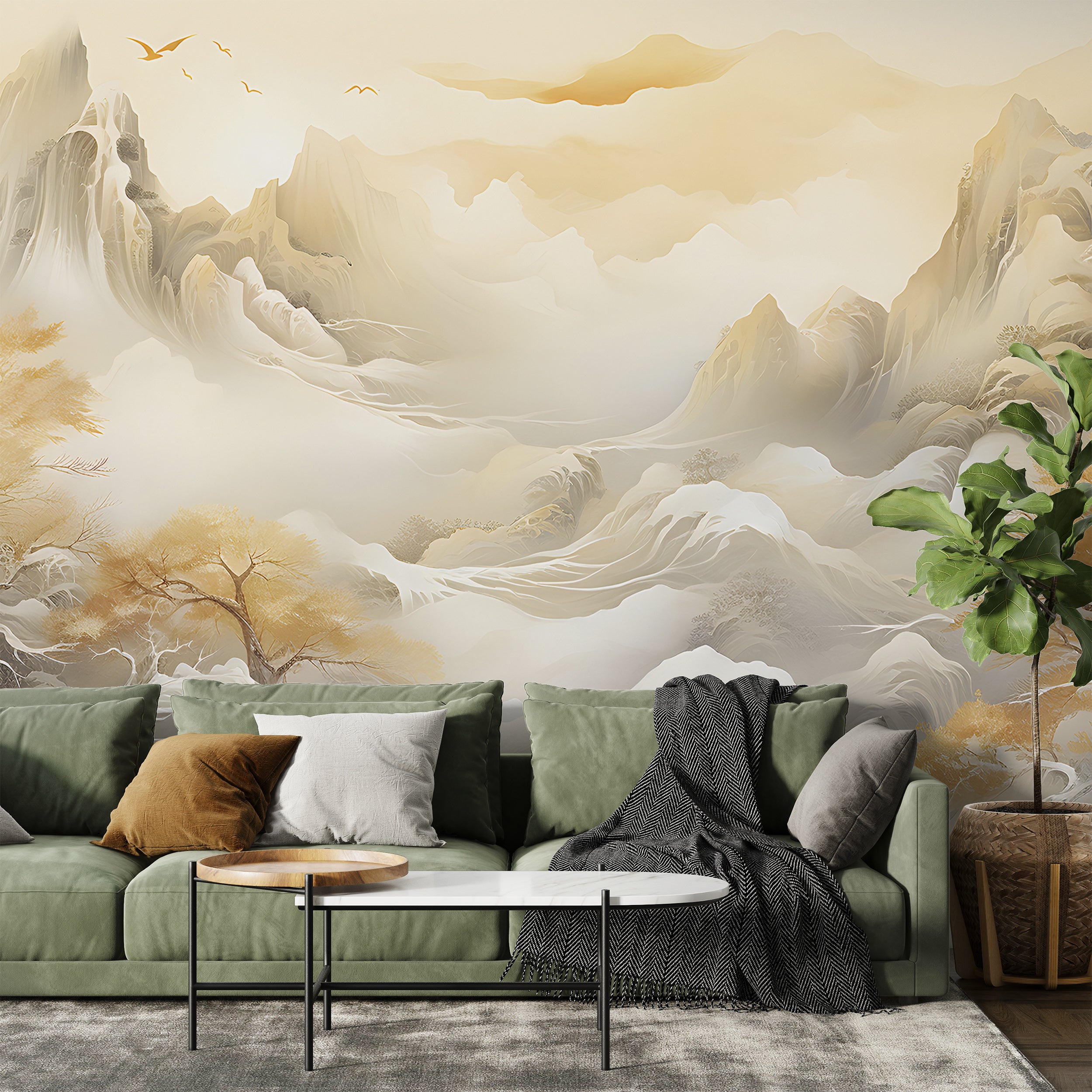 Serene Watercolor Forest Wallpaper