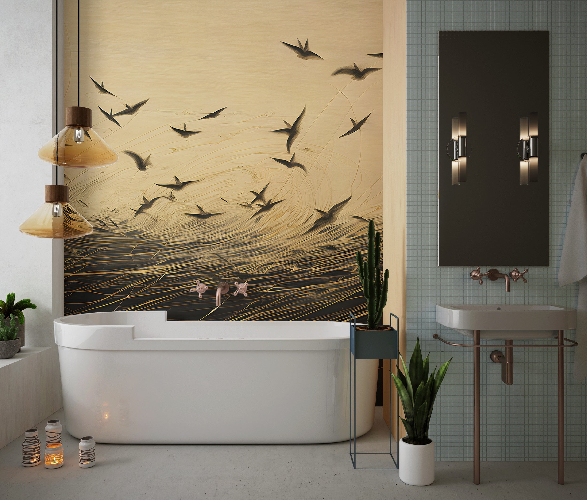 Stylish Abstract Birds Wall Covering