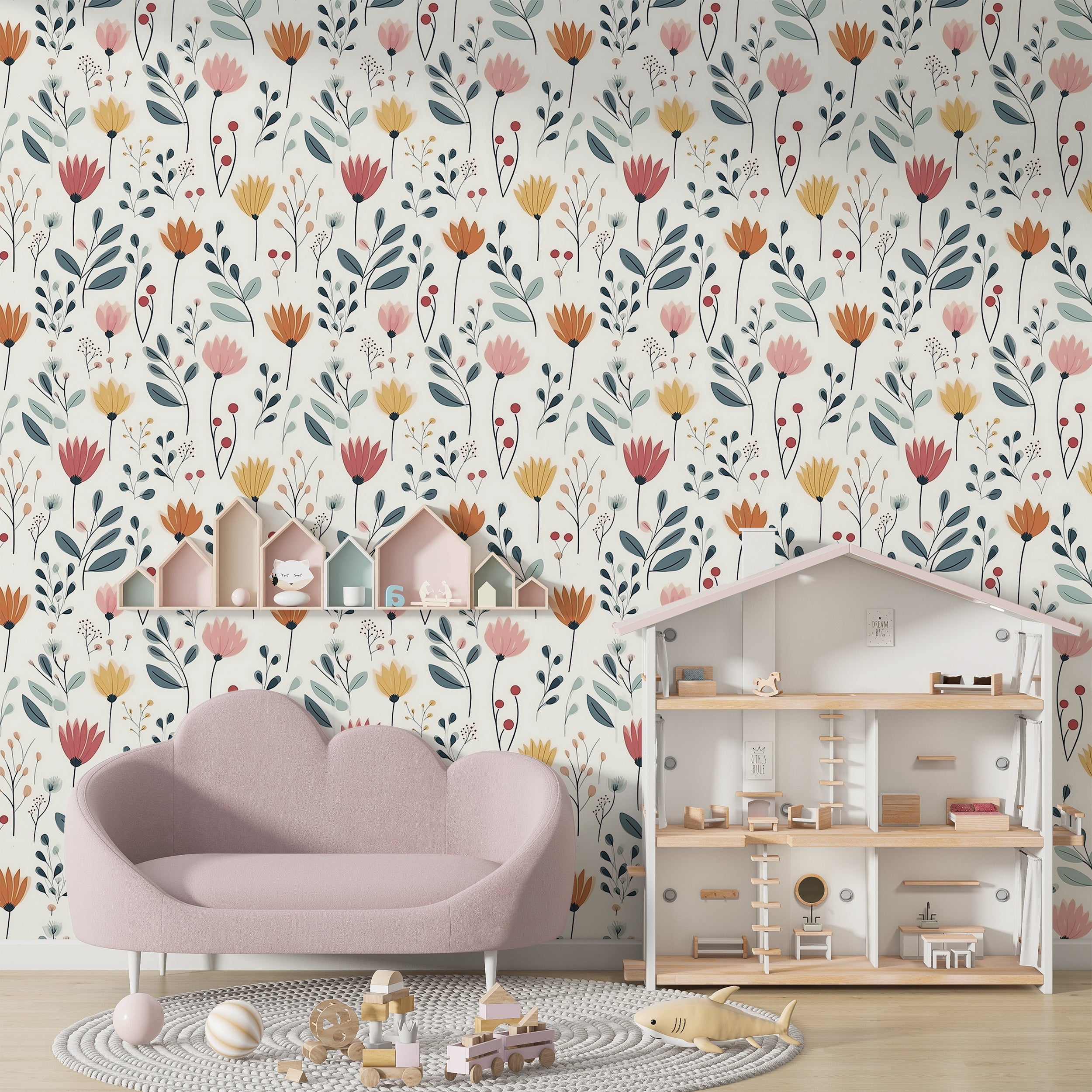 Soft Pastel Floral Wallpaper for Serene Interiors