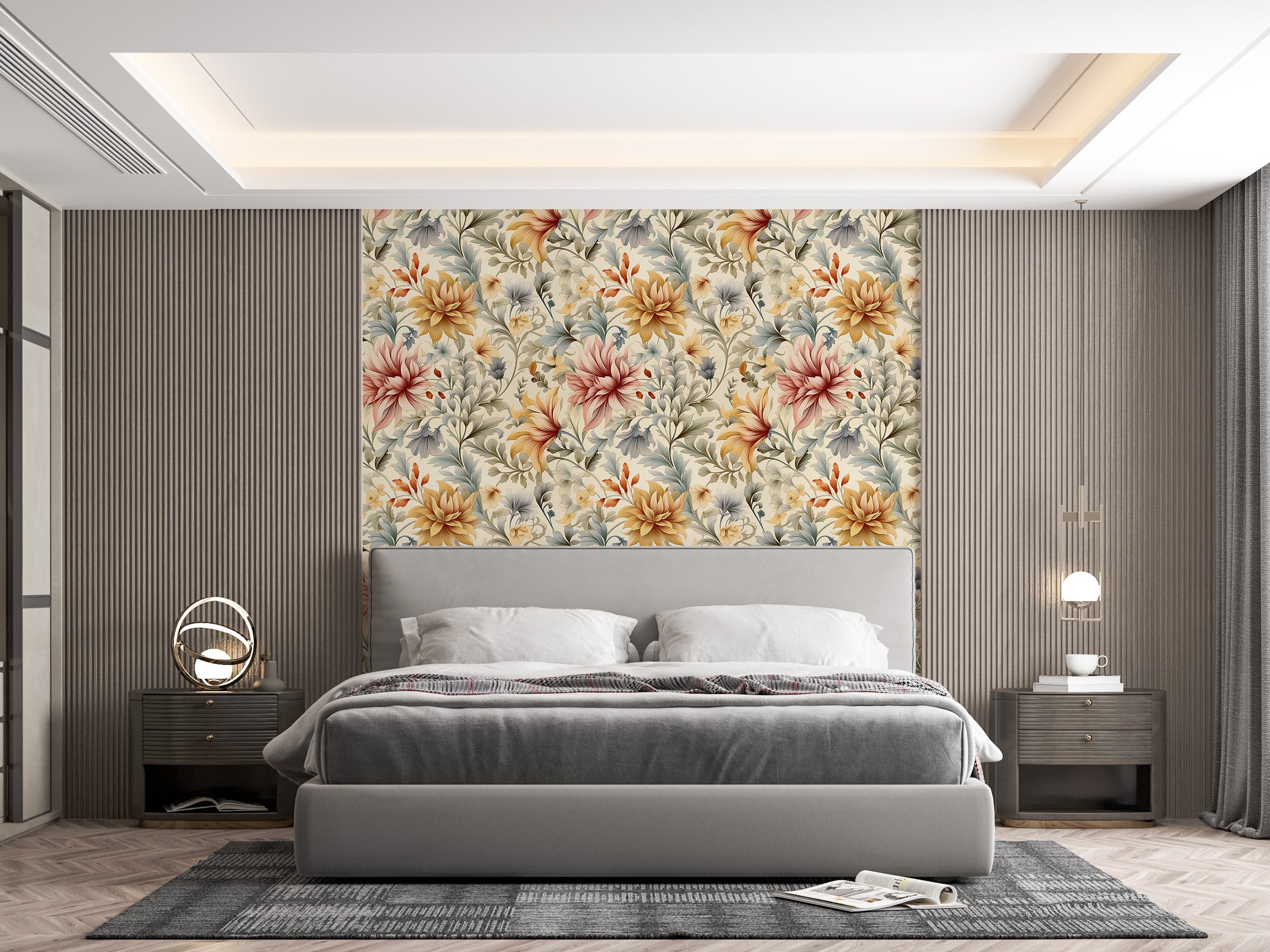 Dynamic Flower Wallpaper for Interior Decor