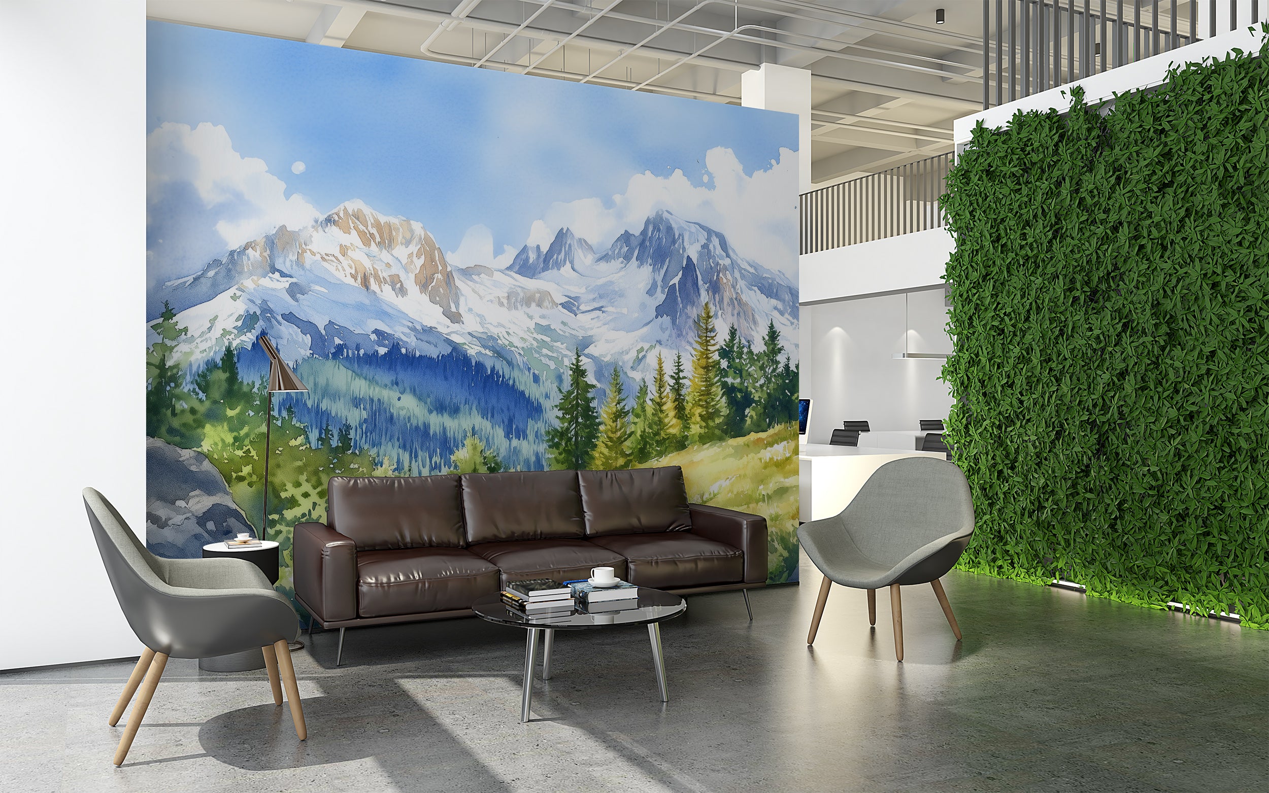 Rocky Mountains Wallpaper, Peel and Stick Snowy Mountain and Green Valley Mural, Colorado Wild Nature Scenic Decor