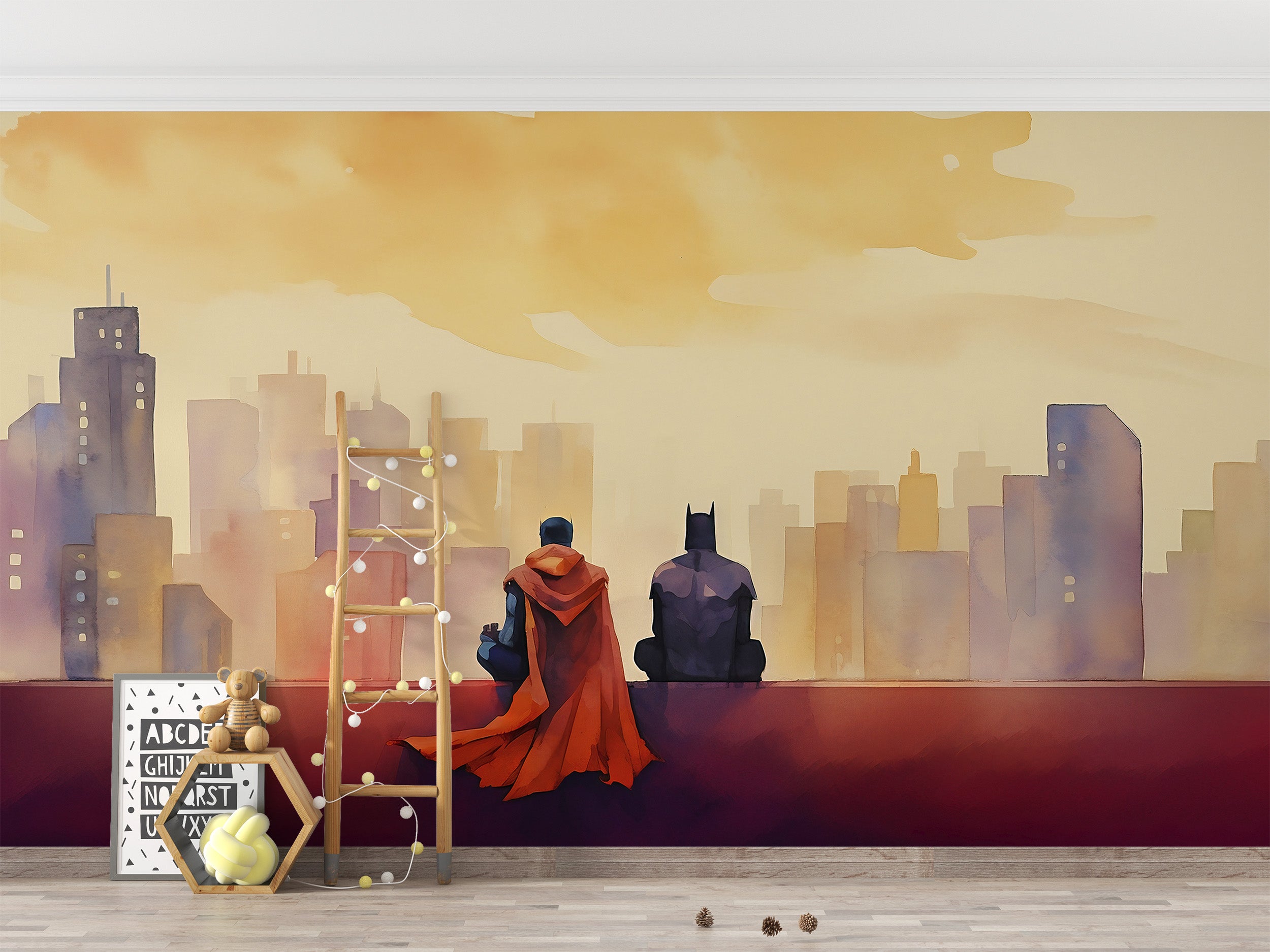 Superhero Wall Decal with Iconic Heroes