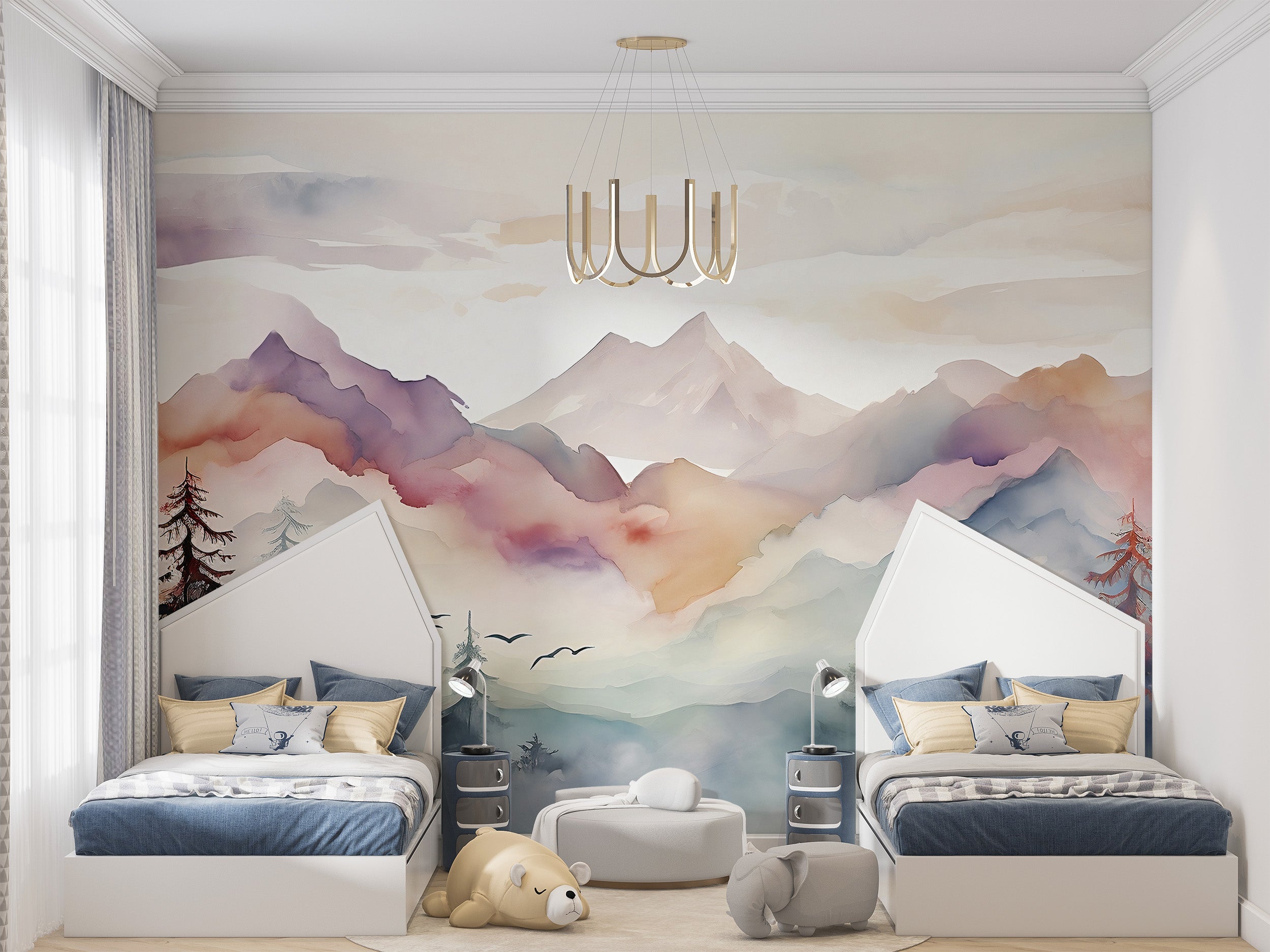 Effortless Application of Colorful Mountain Wall Art