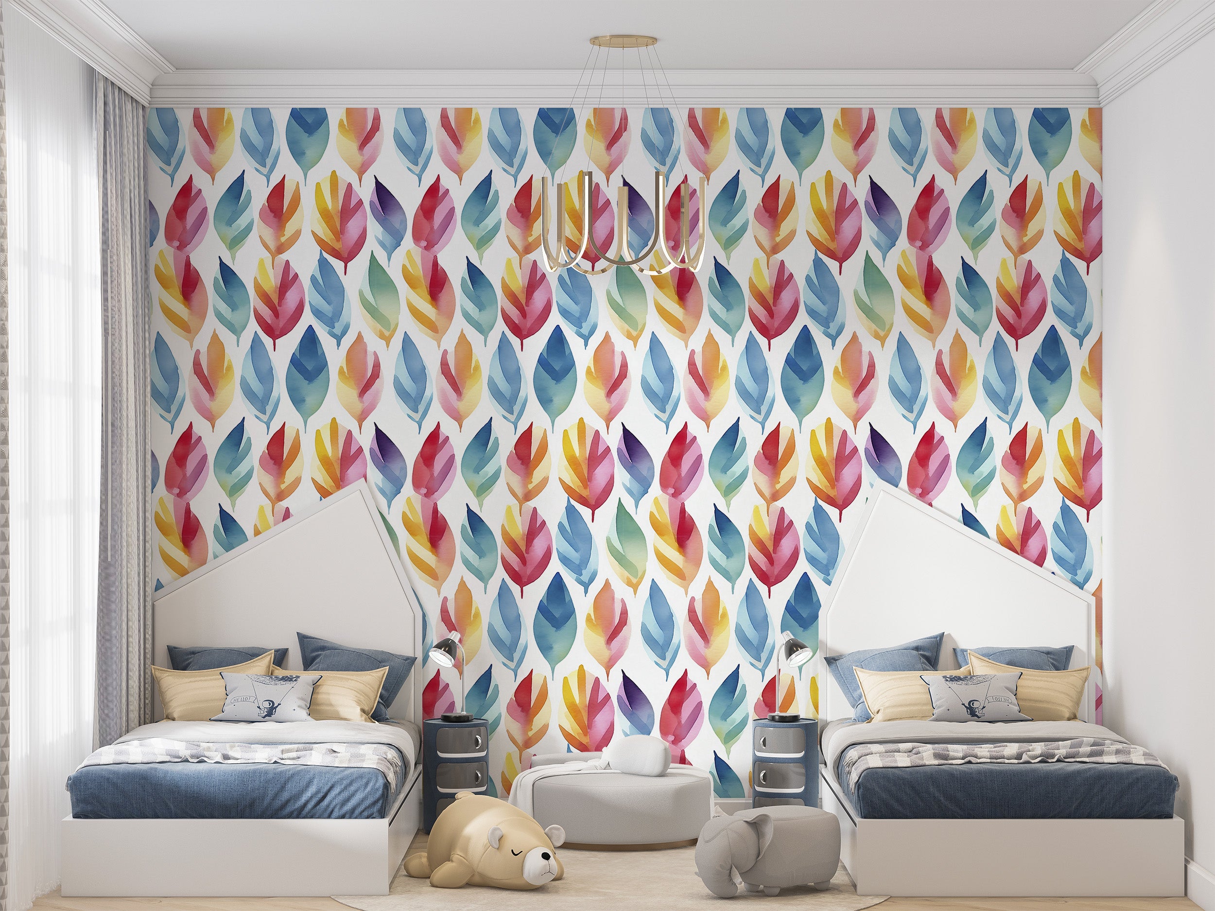 Effortless Application of Temporary Leaf Wall Decal