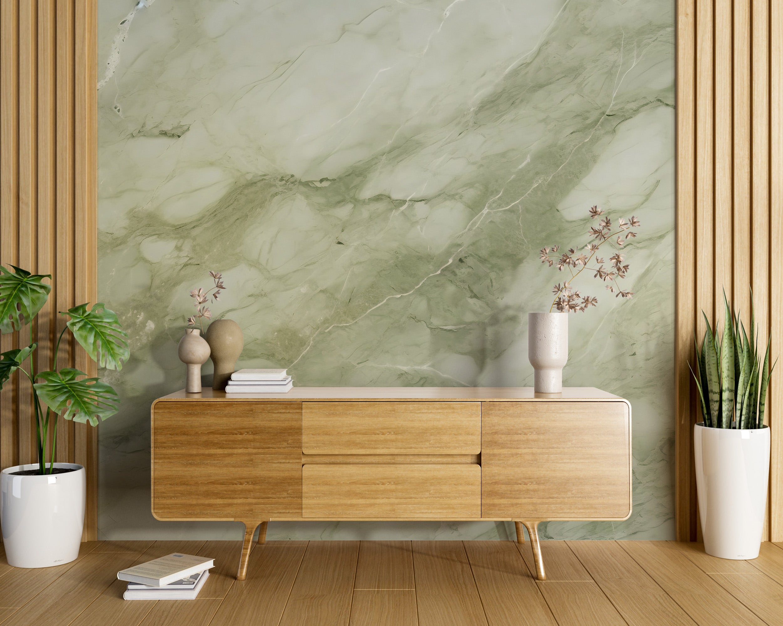 Elegant Green Marble Mural for Modern Decor