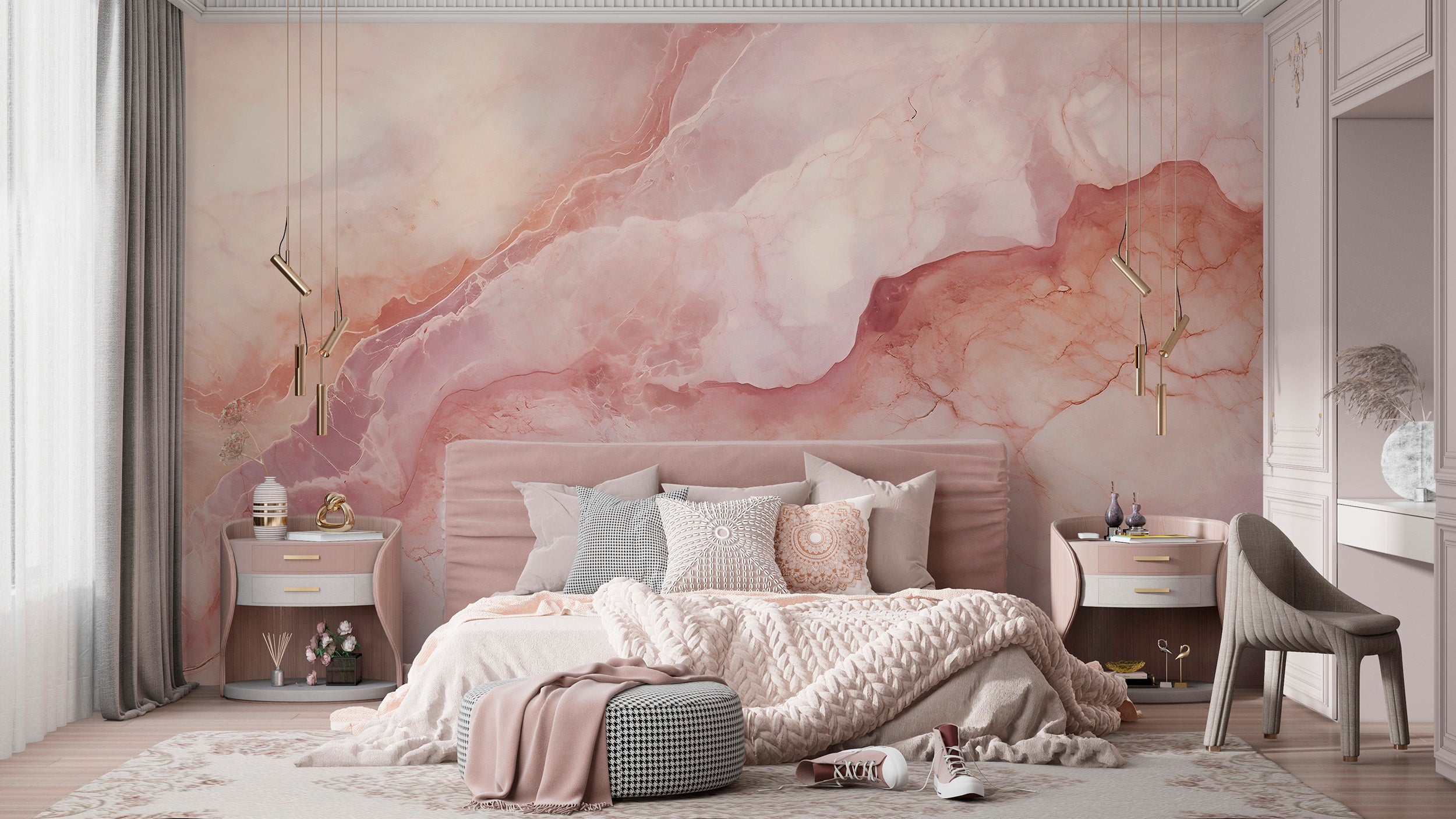 Elegant Pink Marble Texture Wallpaper for Modern Decor