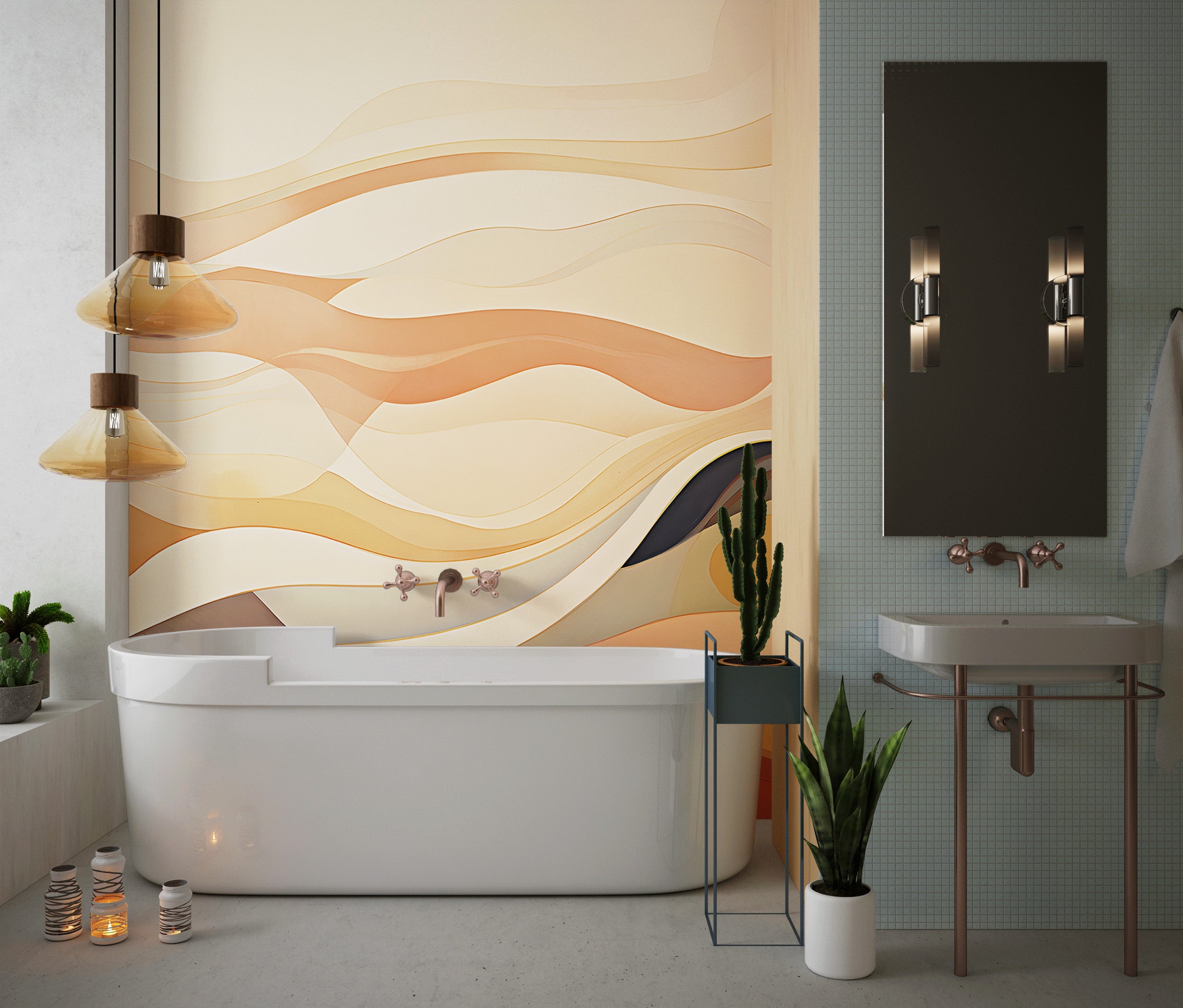 Transform Your Space with Beige and Orange Wall Mural