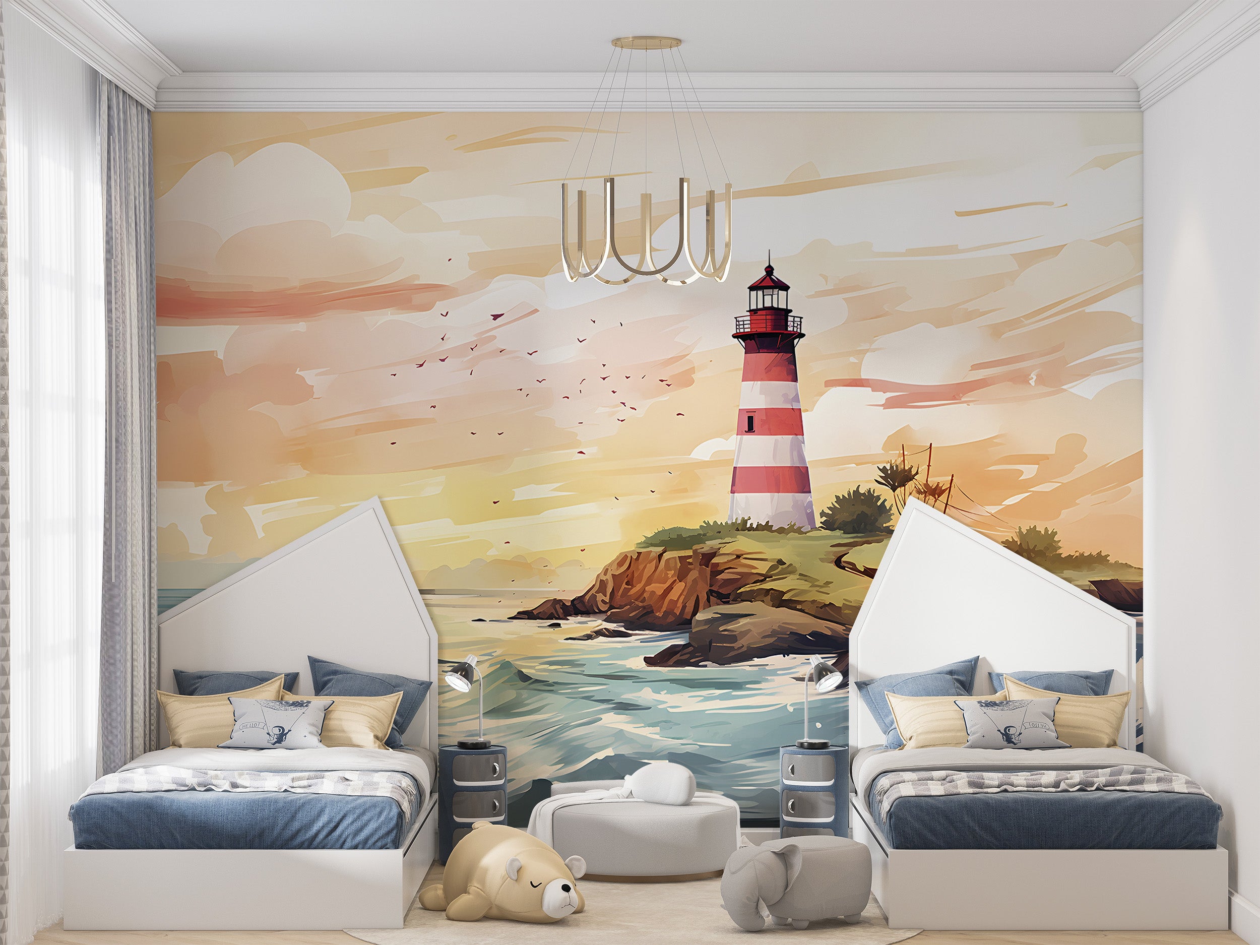 Create a Coastal Oasis with Seaside Lighthouse Mural
