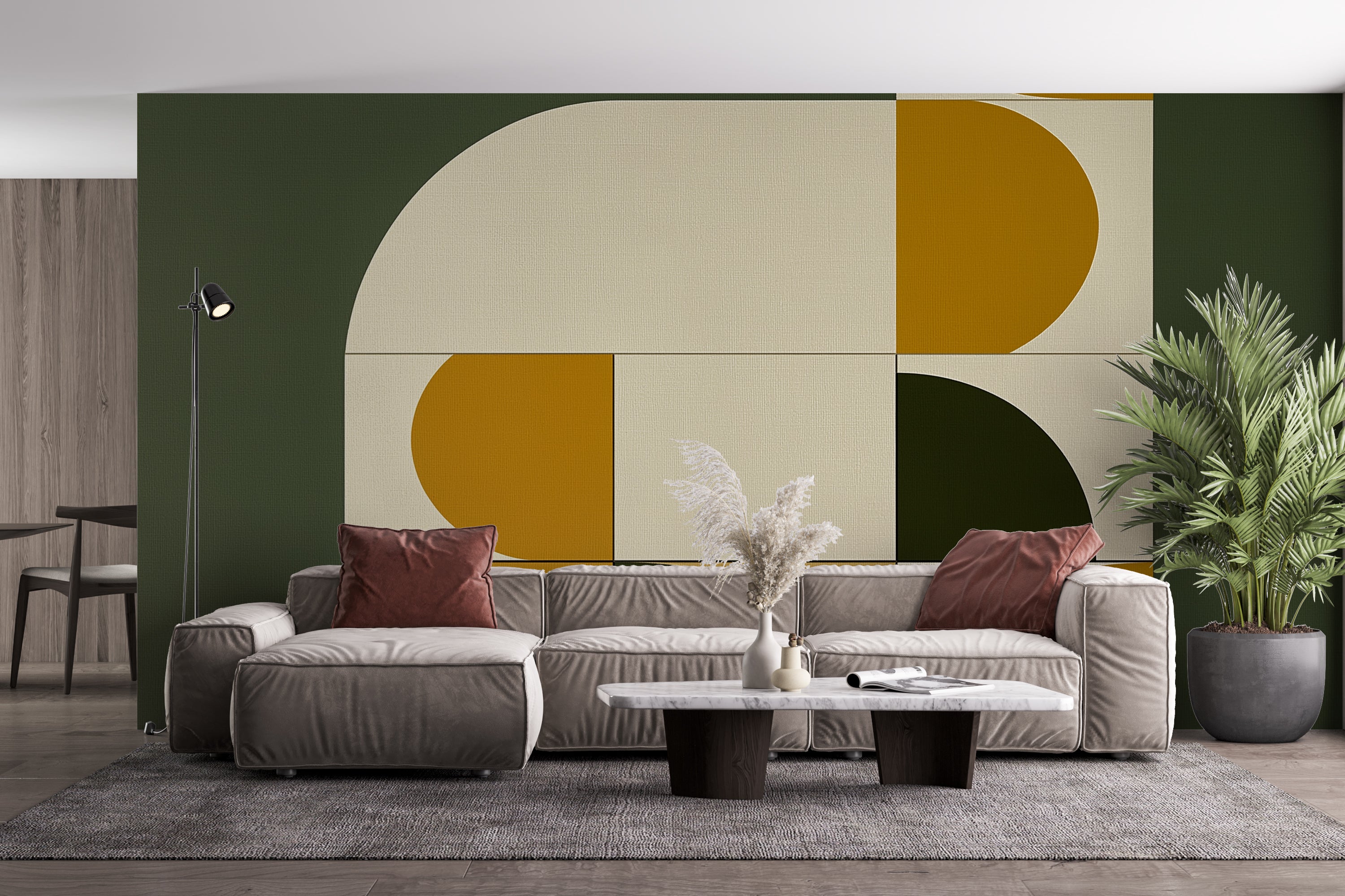 Modern Geometric Mid-Century Wallpaper for Trendy Home Decor