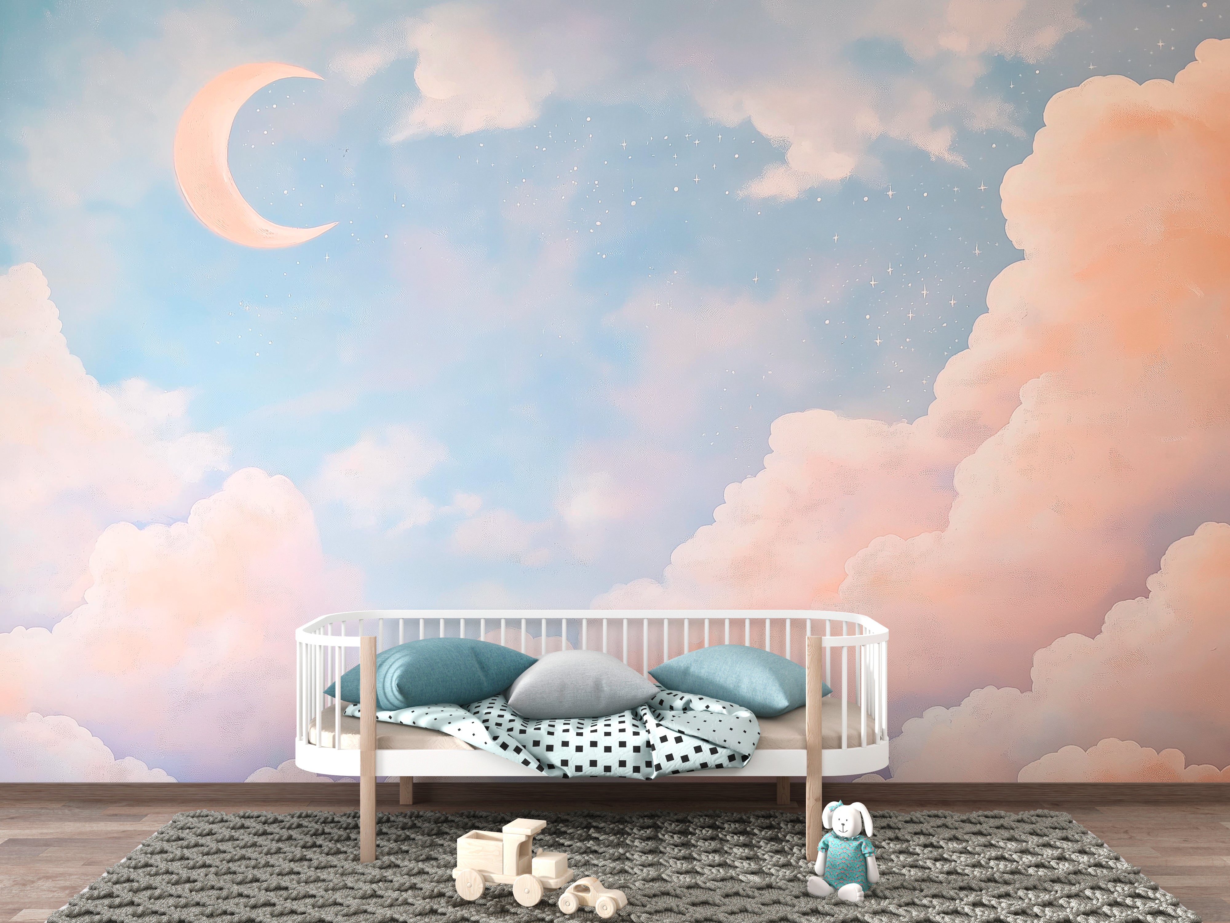 Dreamy Pastel Sky Wallpaper for Nursery, Kids Room, or Home Decor – Cozy and Calming Aesthetic