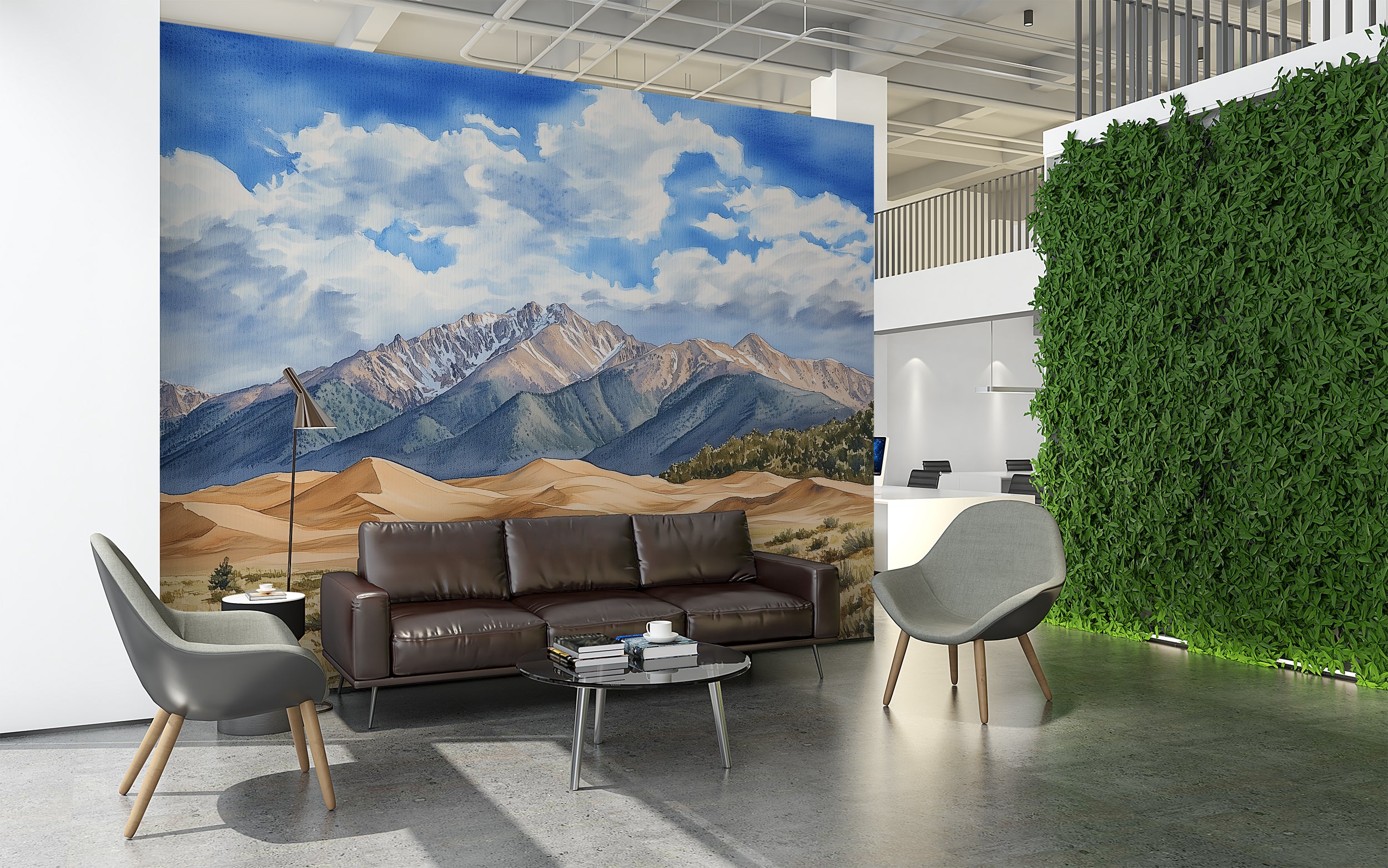 Colorado Sweeping Sand Dunes Mural, Peel and Stick Mountains Wallpaper, Watercolor Landscape Accent Wall Art