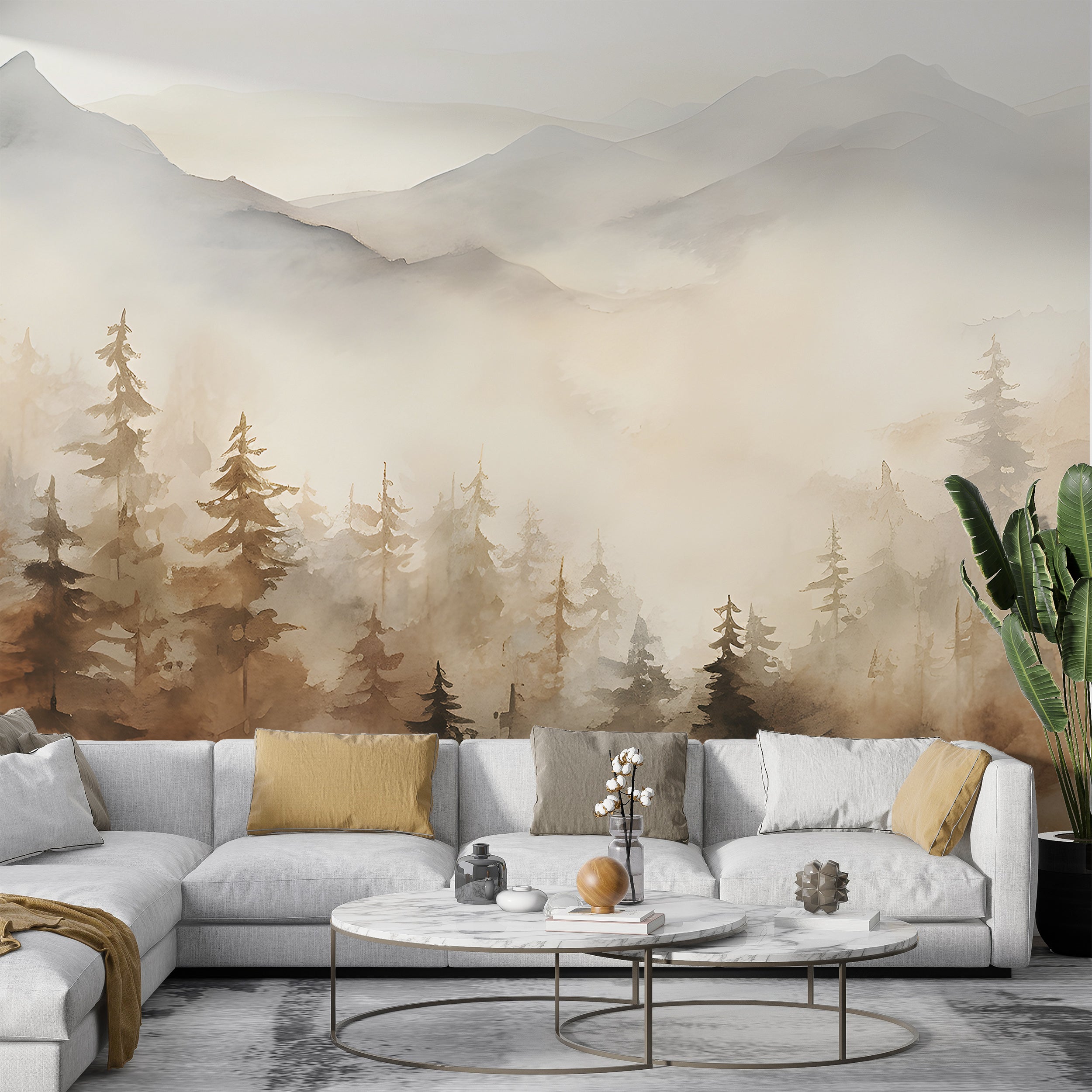 Earthy Brown Landscape Wallpaper