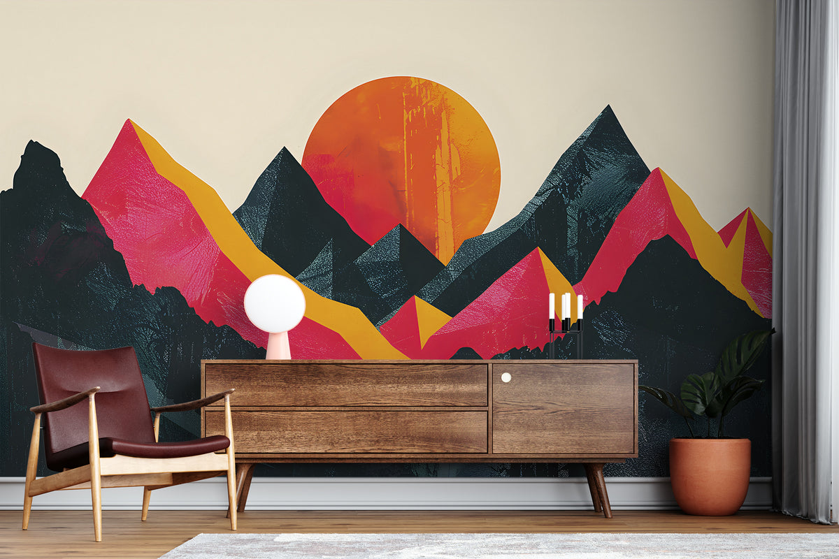 Abstract Landscape in Pop Art Style Mural