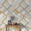 Geometrical Wallpaper in Pastel Colors, Peel and Stick Abstract Lines Wallpaper, Removable Neutral Color Shapes Wall Decor