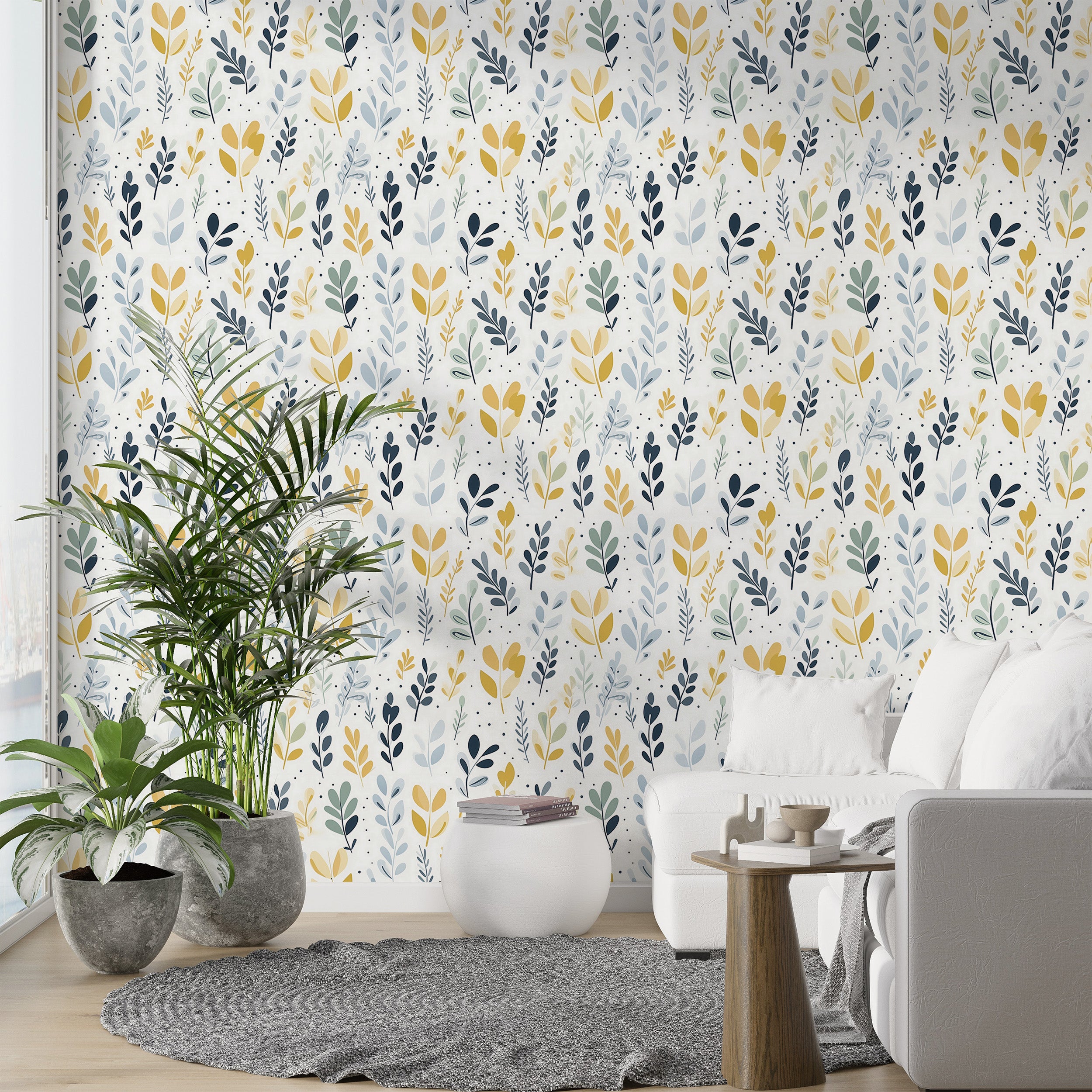 Effortless Application of Yellow Floral Mural