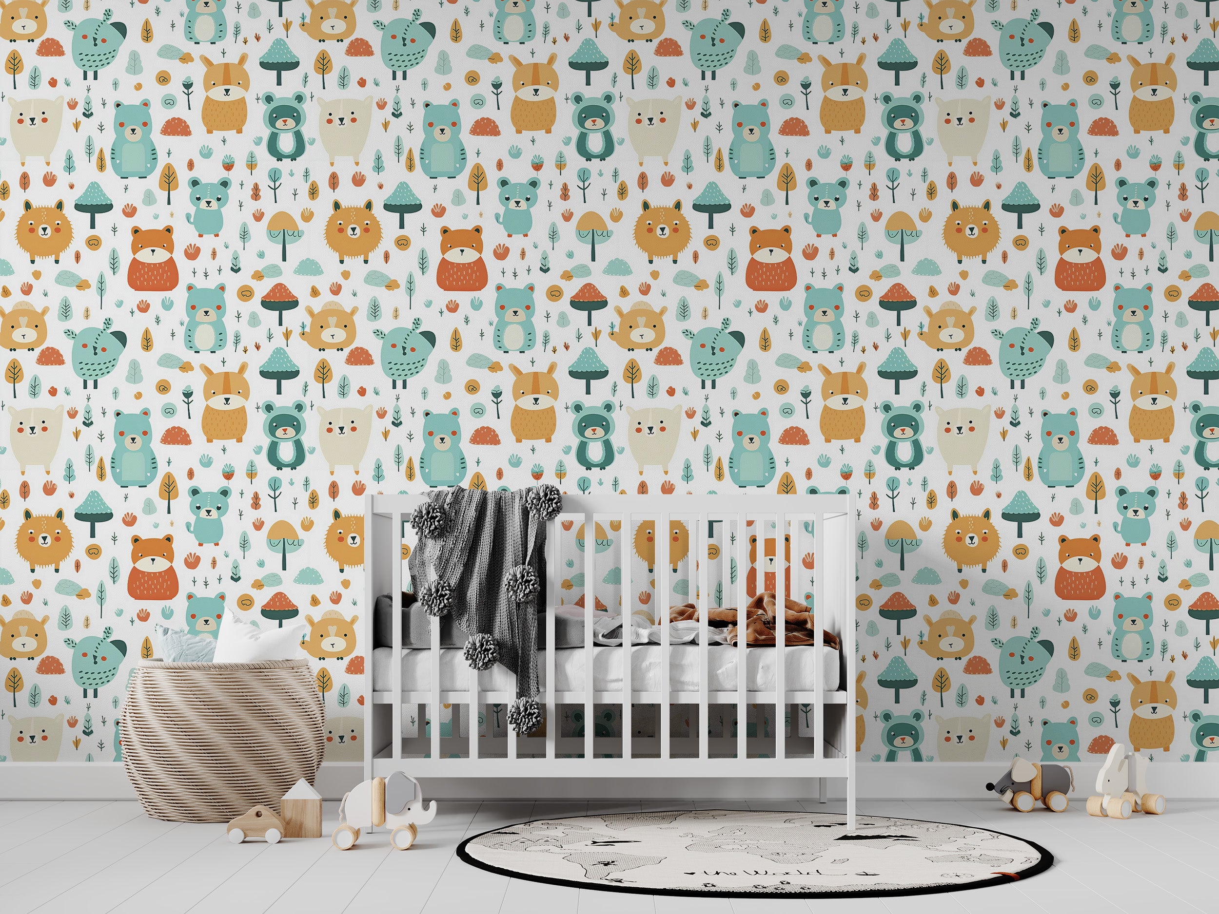 Colorful Kids Room Wall Decal with Playful Motifs