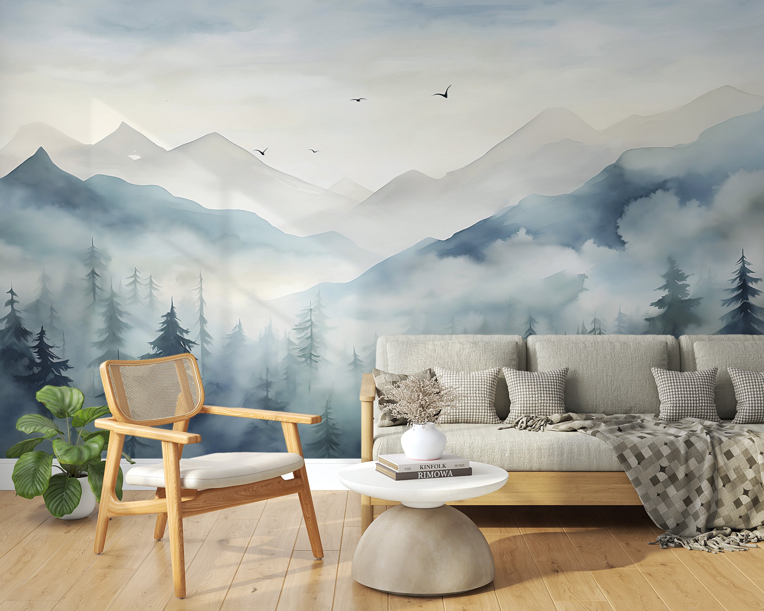 Redefine Space with Watercolor Mountain Wall Decal