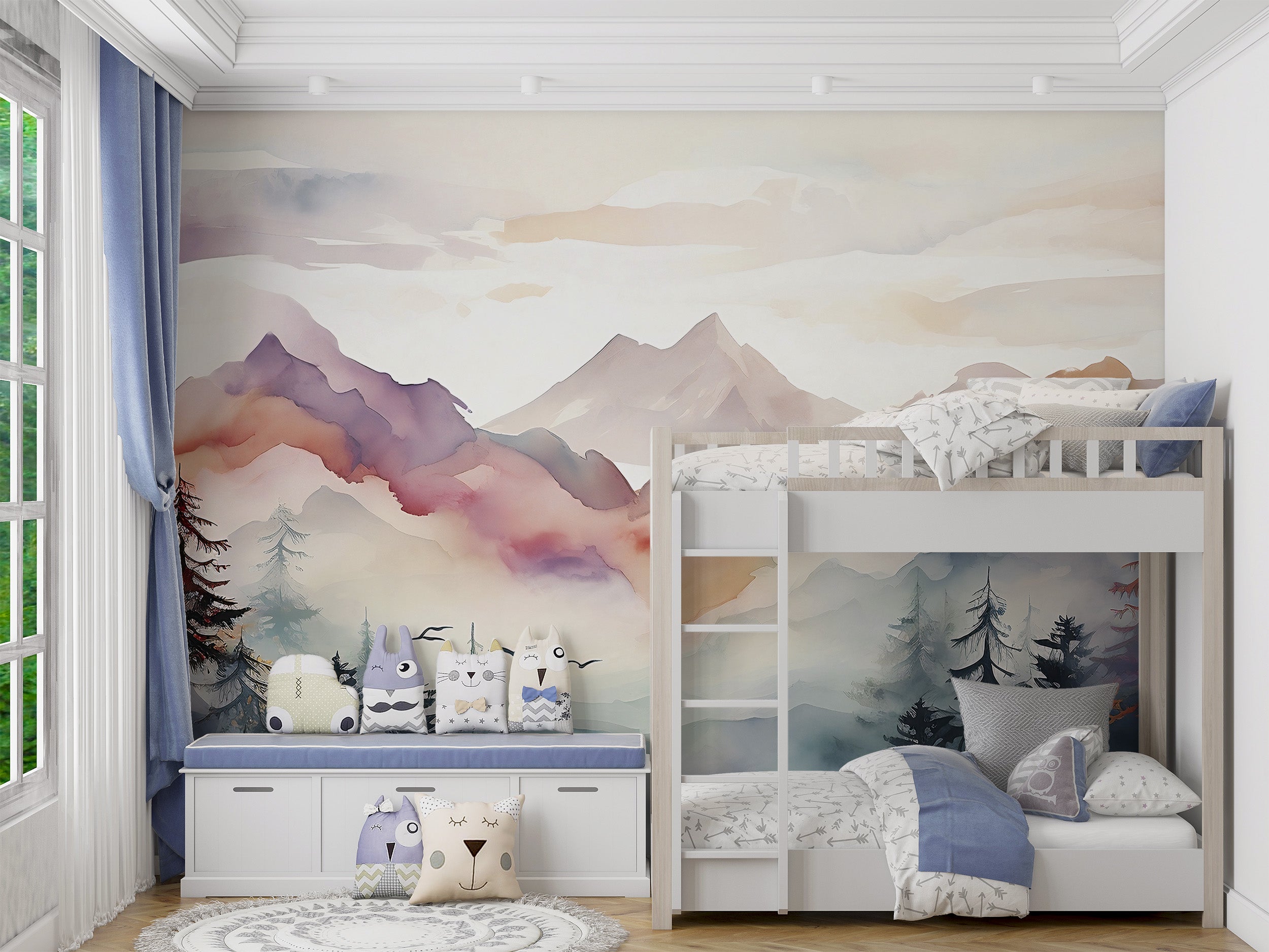 Seamless Blend of Color and Texture in Mountain Mural