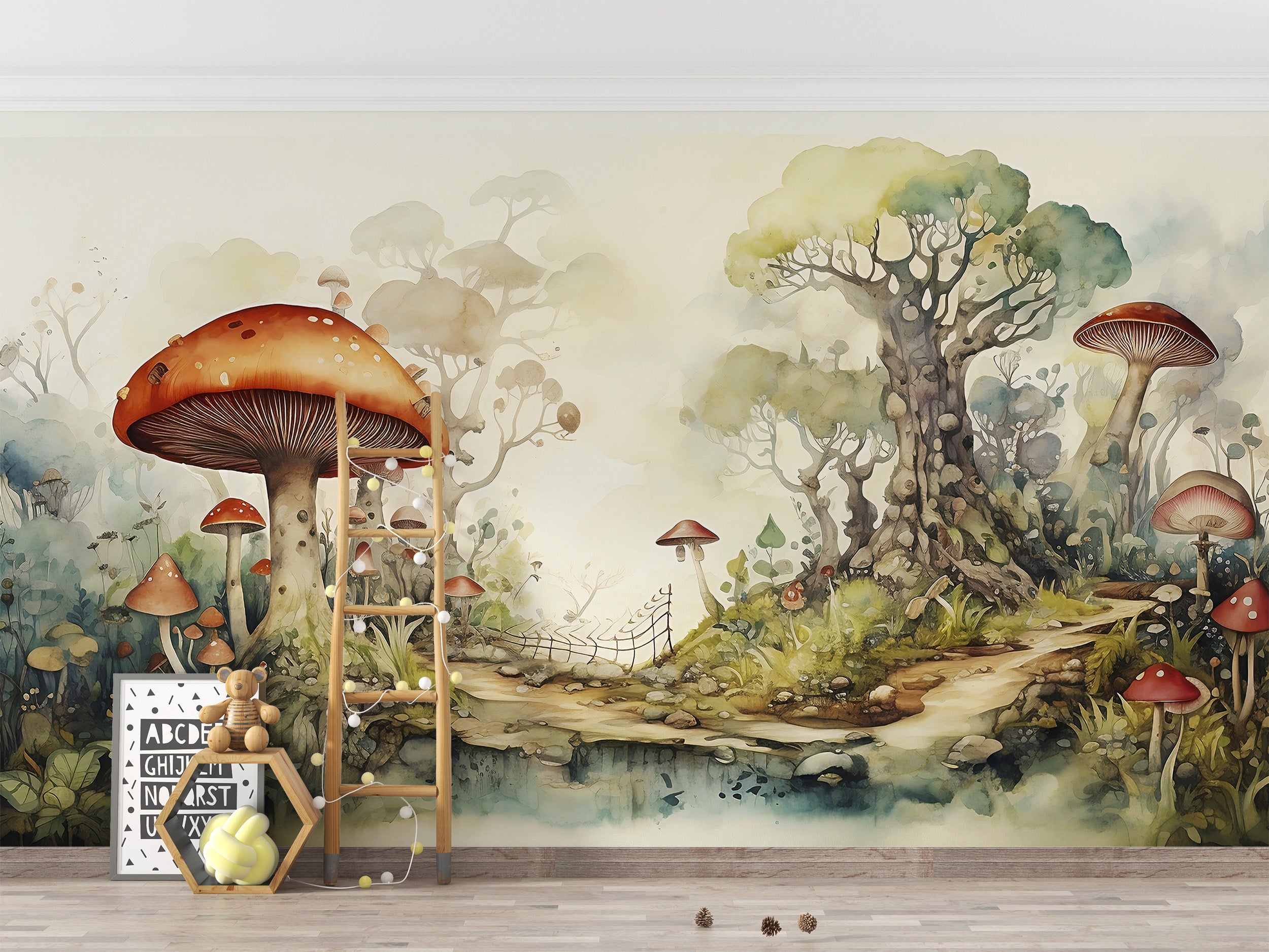 Whimsical Mushrooms Mural for Kids' Room