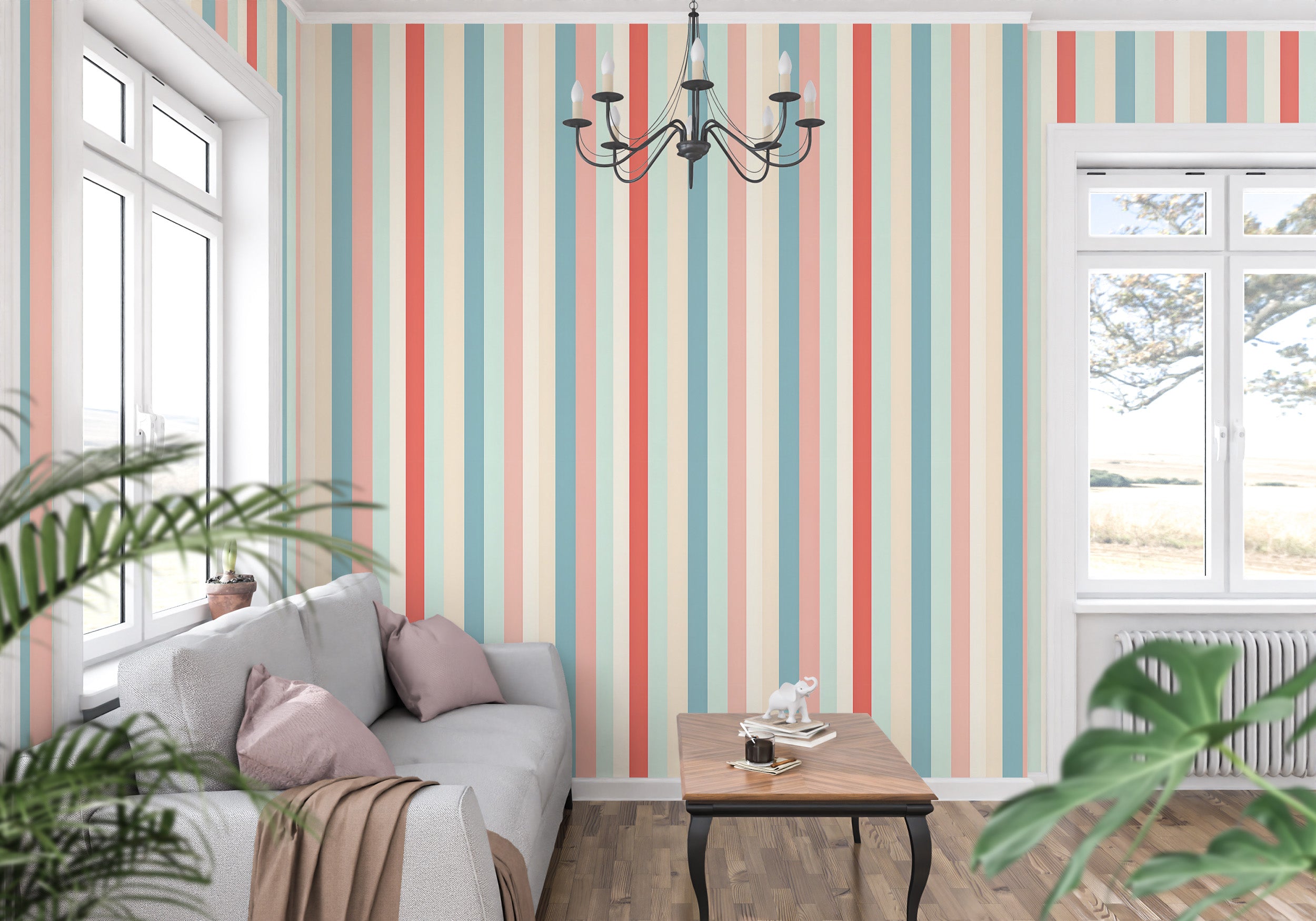 Transform Your Room with Colorful Striped Wallpaper