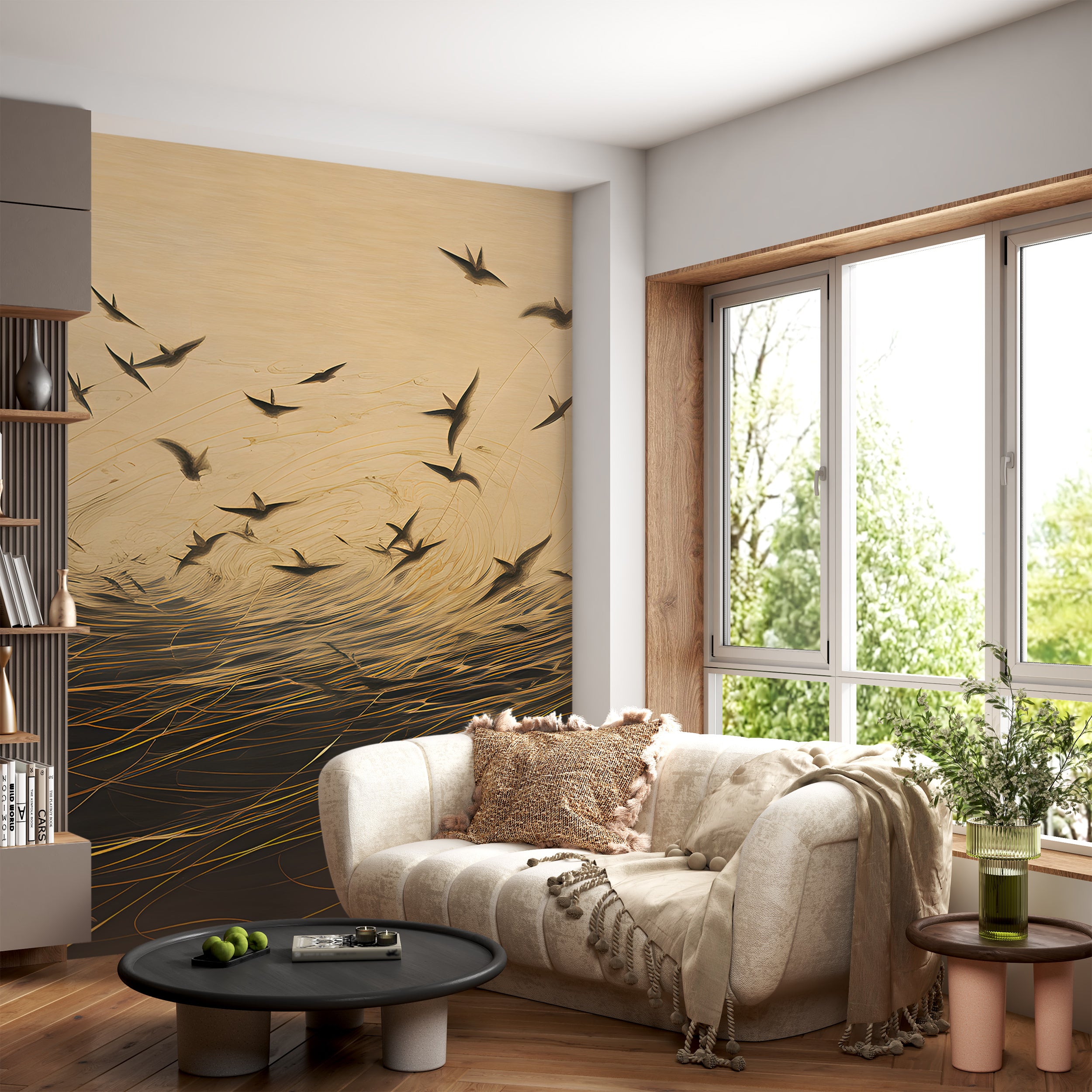 Modern Swallow Birds Wallpaper for Home Decor