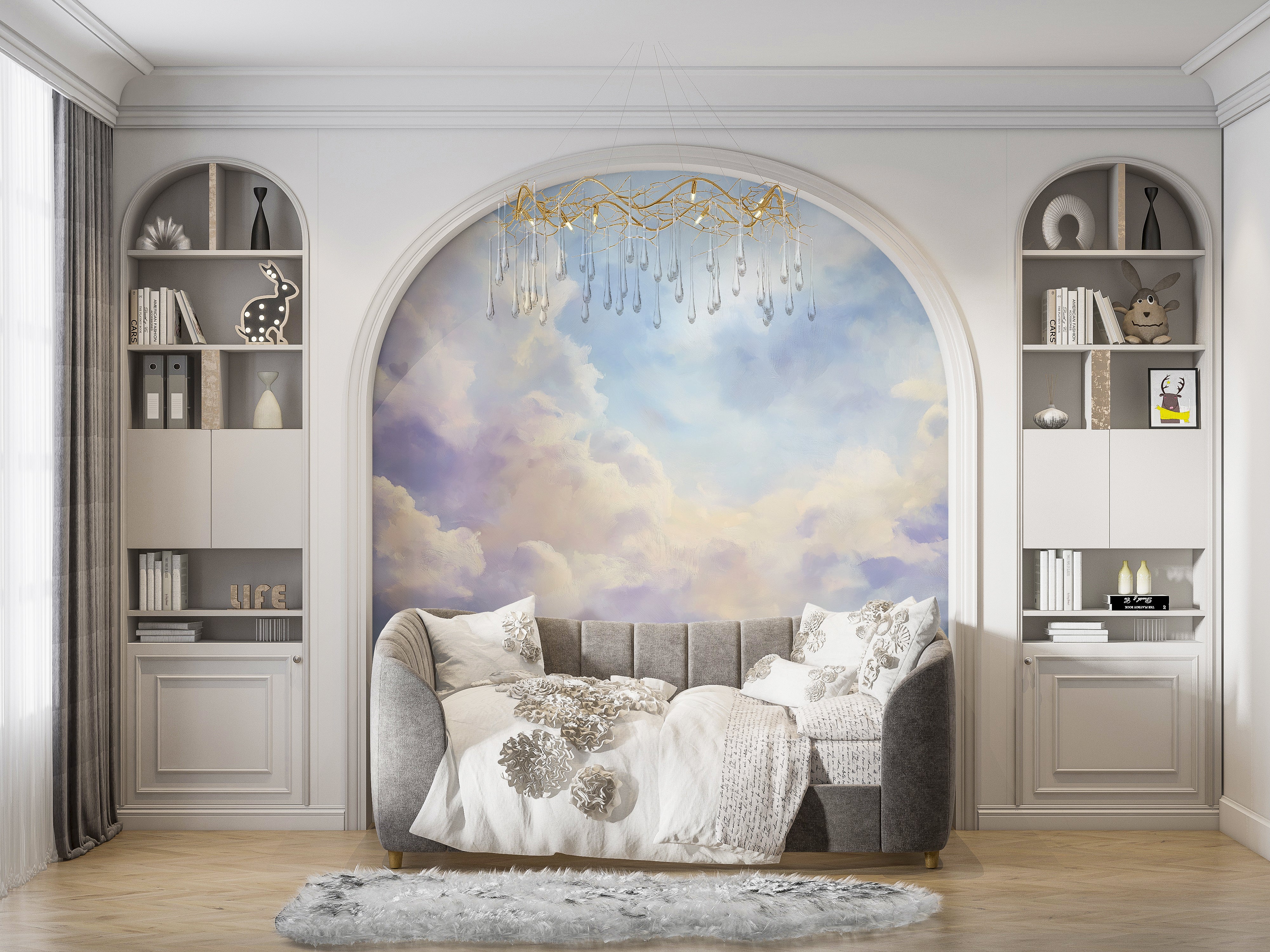 Fluffy Cloud Wallpaper - Dreamy Pastel Sky Design for Cozy Spaces