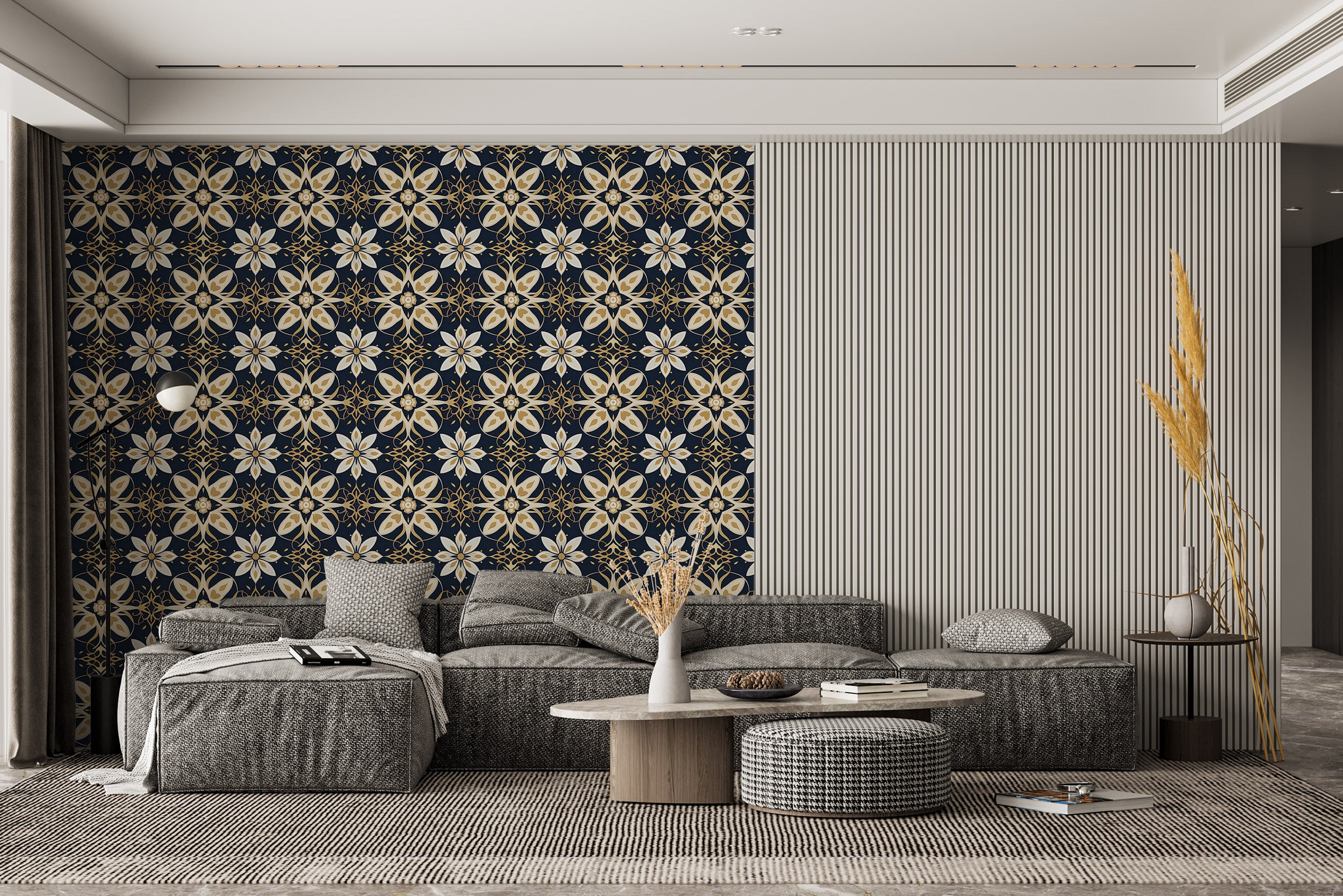 Dynamic Floral Moroccan Pattern Wallpaper