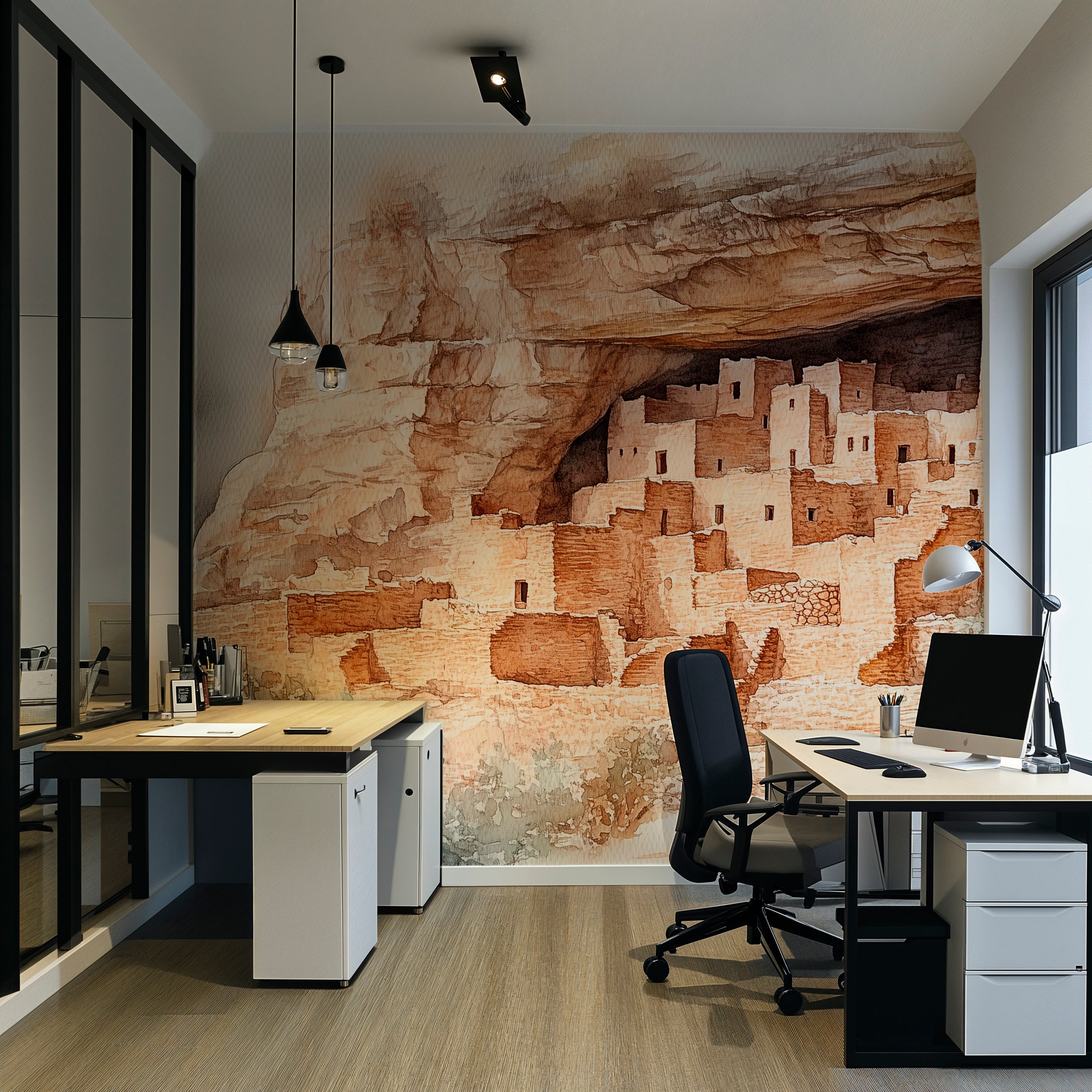 Colorado Ancient Cliff Wall Mural, Peel and Stick Removable Rock Town Wallpaper, Sand Castle Wall Decor