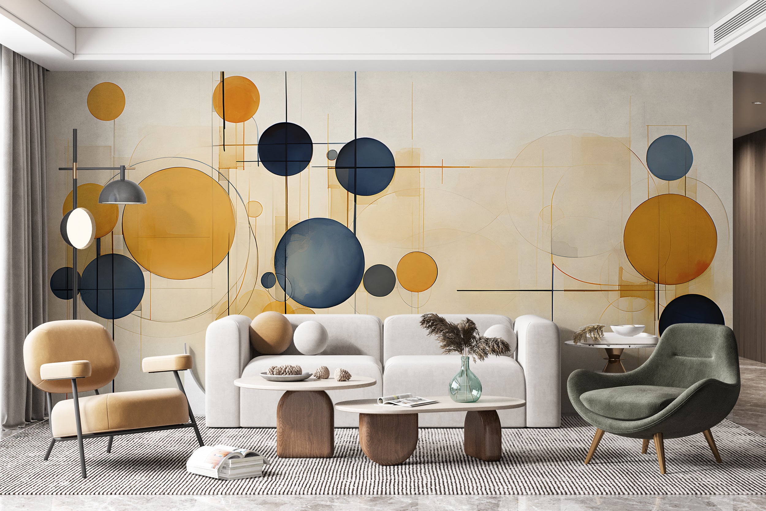 Contemporary Geometric Art in Room Setting