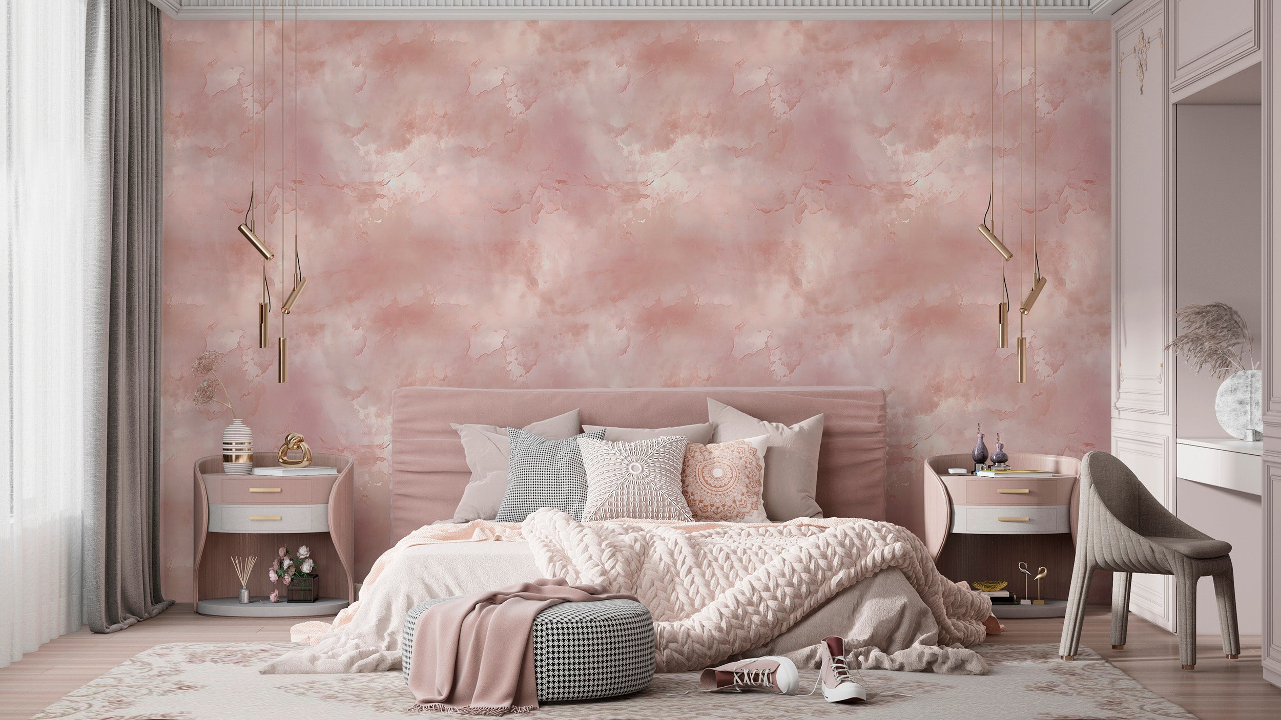 Pink Brushed Wallpaper Elevating Interior Elegance