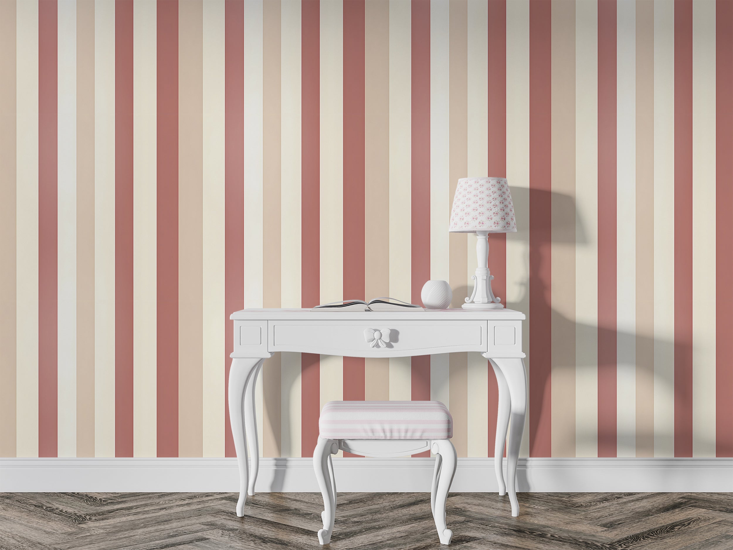 Pink Striped Peel and Stick Wallpaper