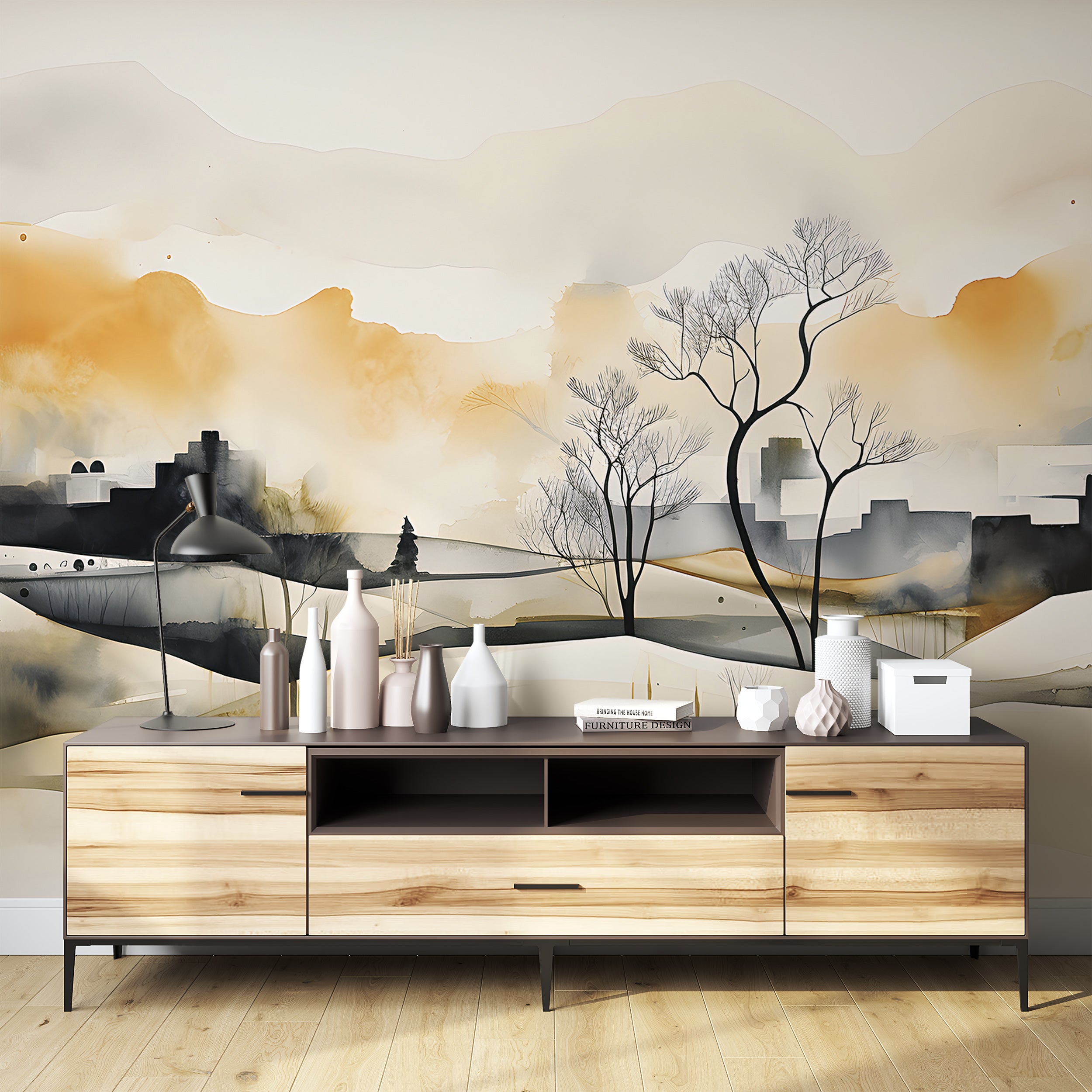 Watercolor Landscape Peel and Stick Mural