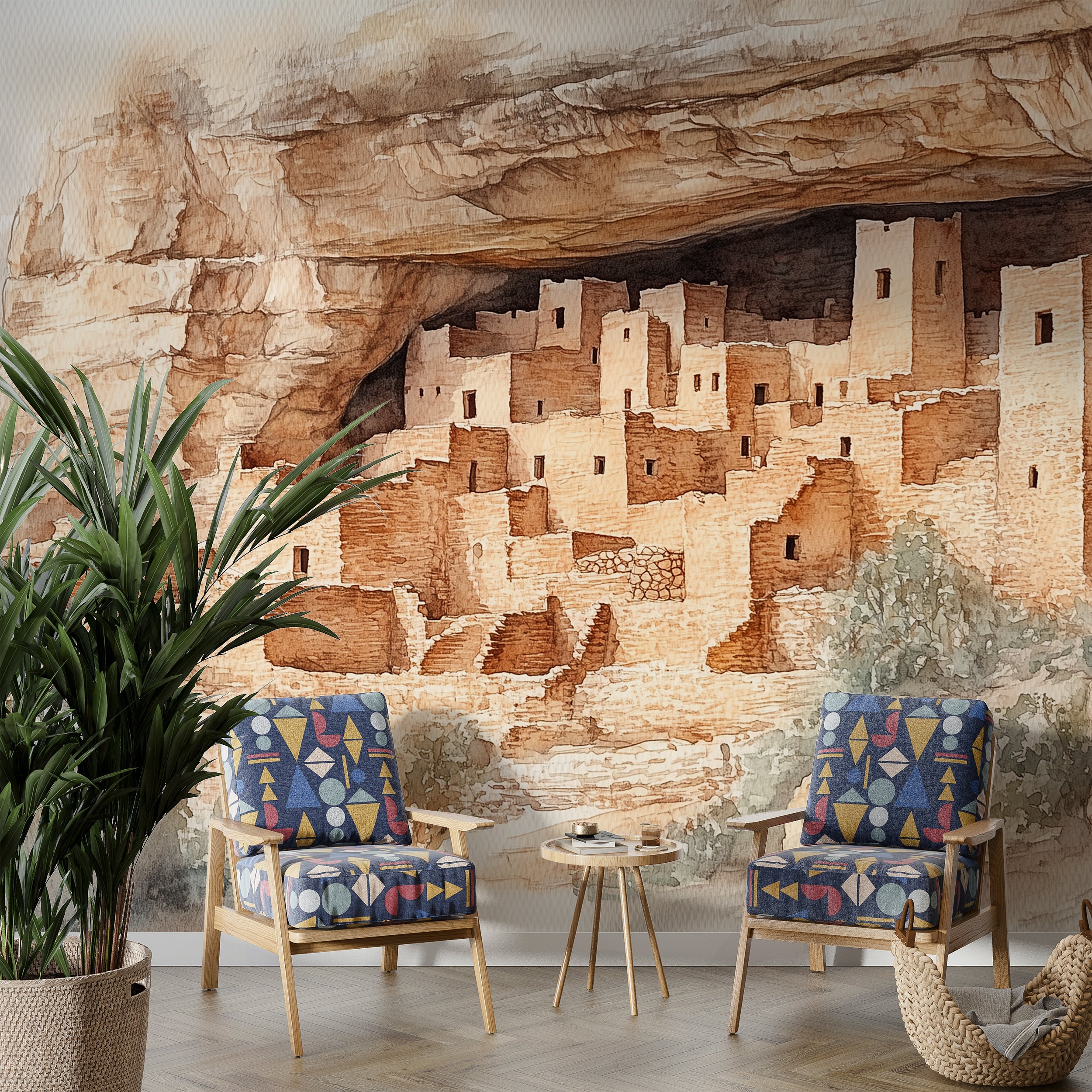 Colorado Ancient Cliff Wall Mural, Peel and Stick Removable Rock Town Wallpaper, Sand Castle Wall Decor