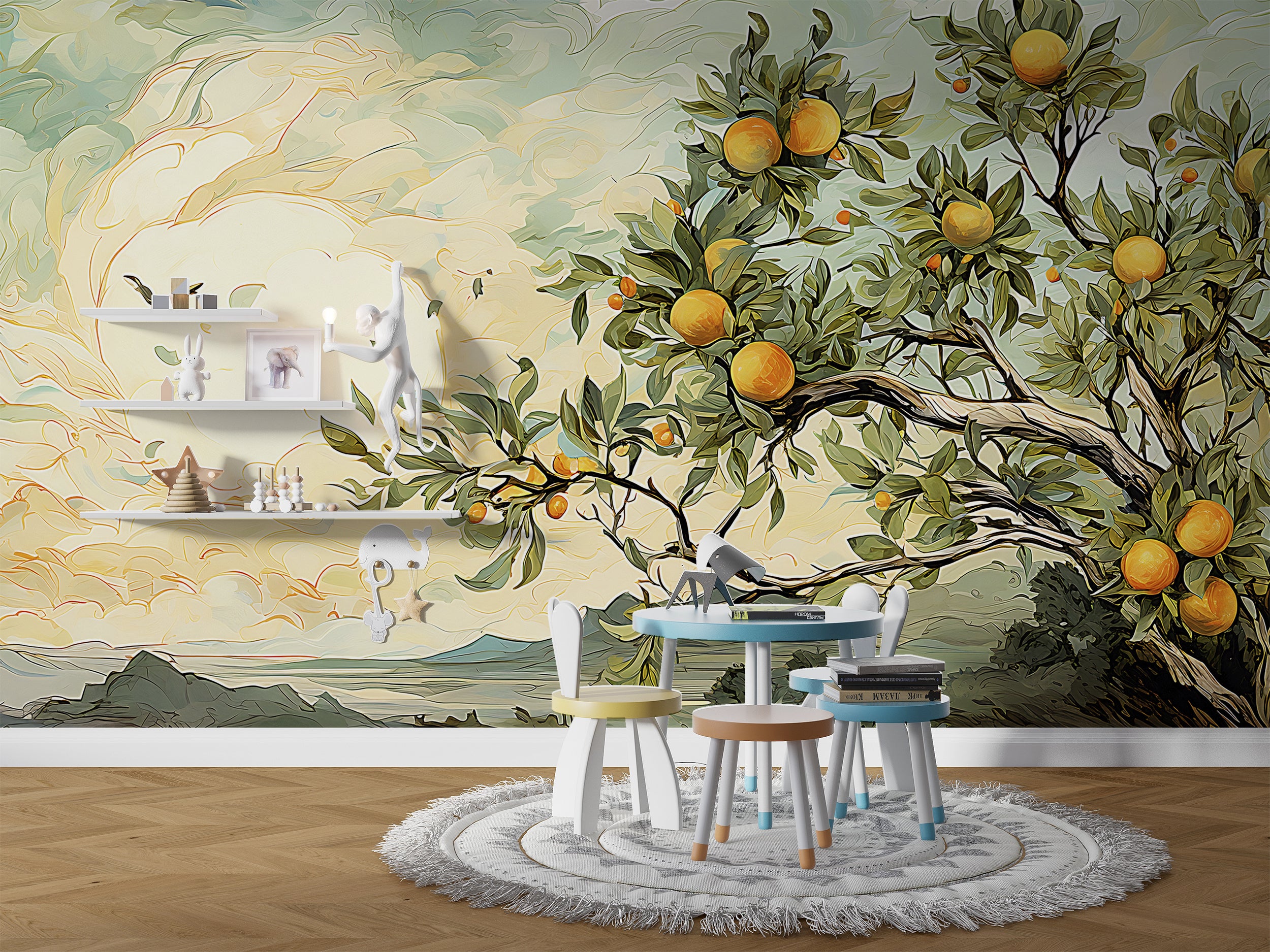 Impressionist Botanical Scene Wallpaper