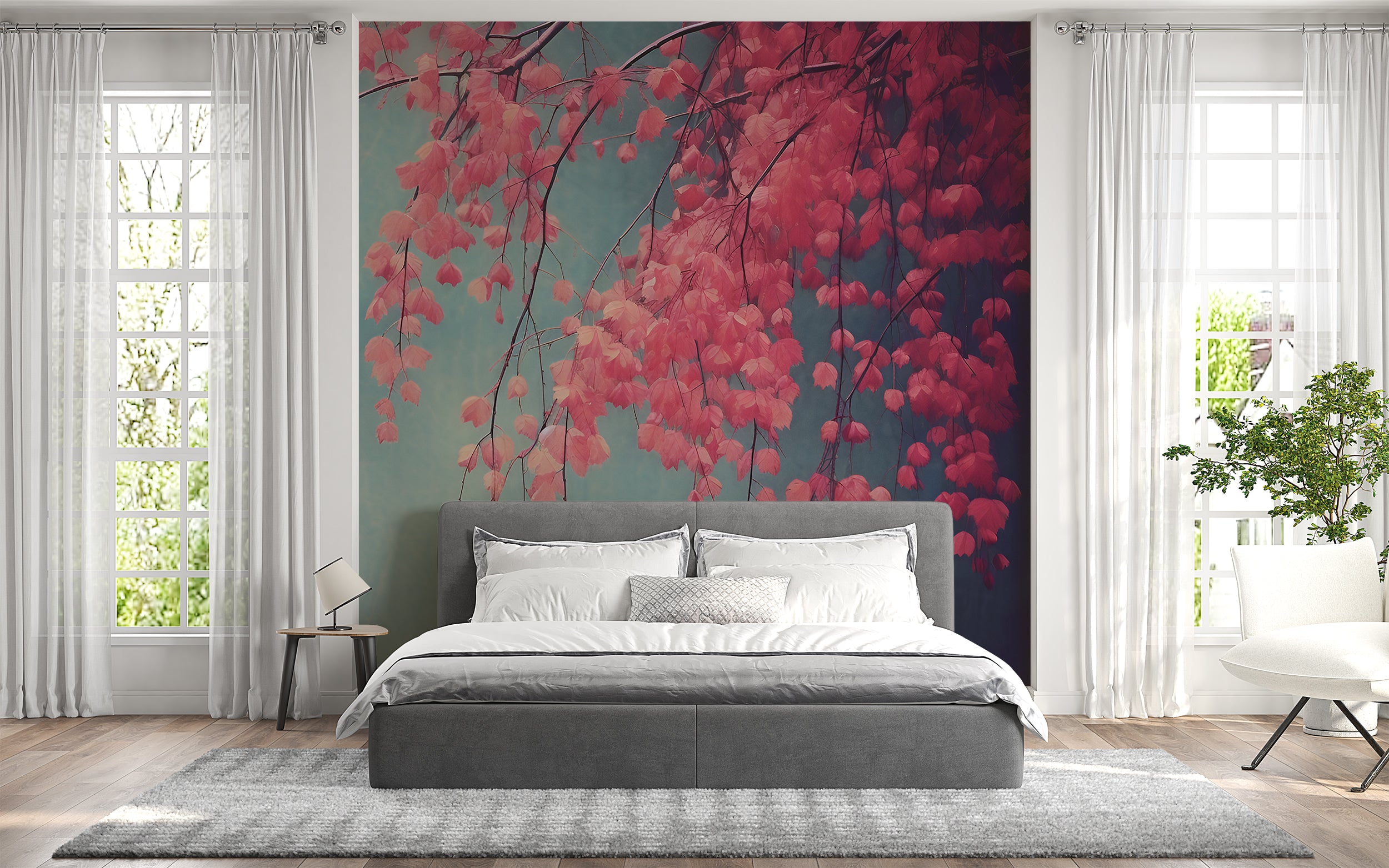 Elegant Peel and Stick Pink Branch Wallpaper