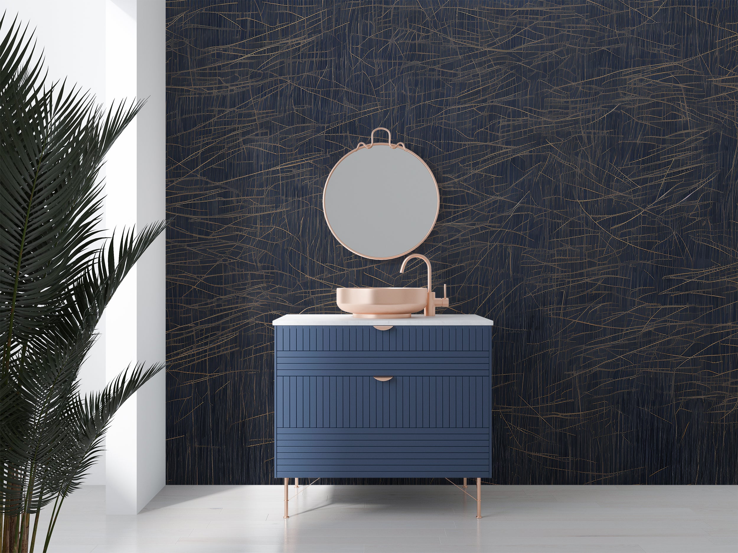 Easy Apply Blue and Gold Minimalist Decor