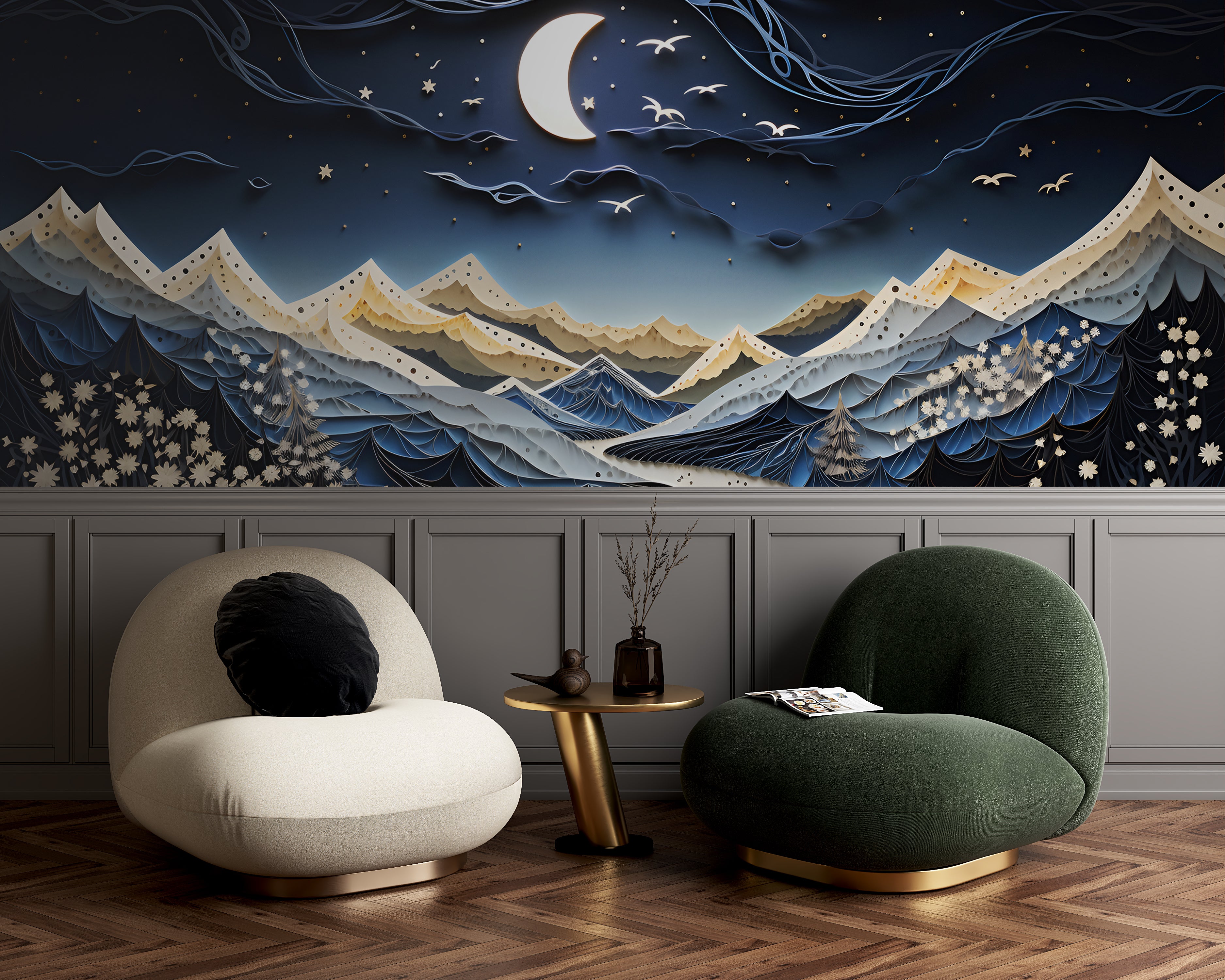 Captivating Fake Paper Effect Mural