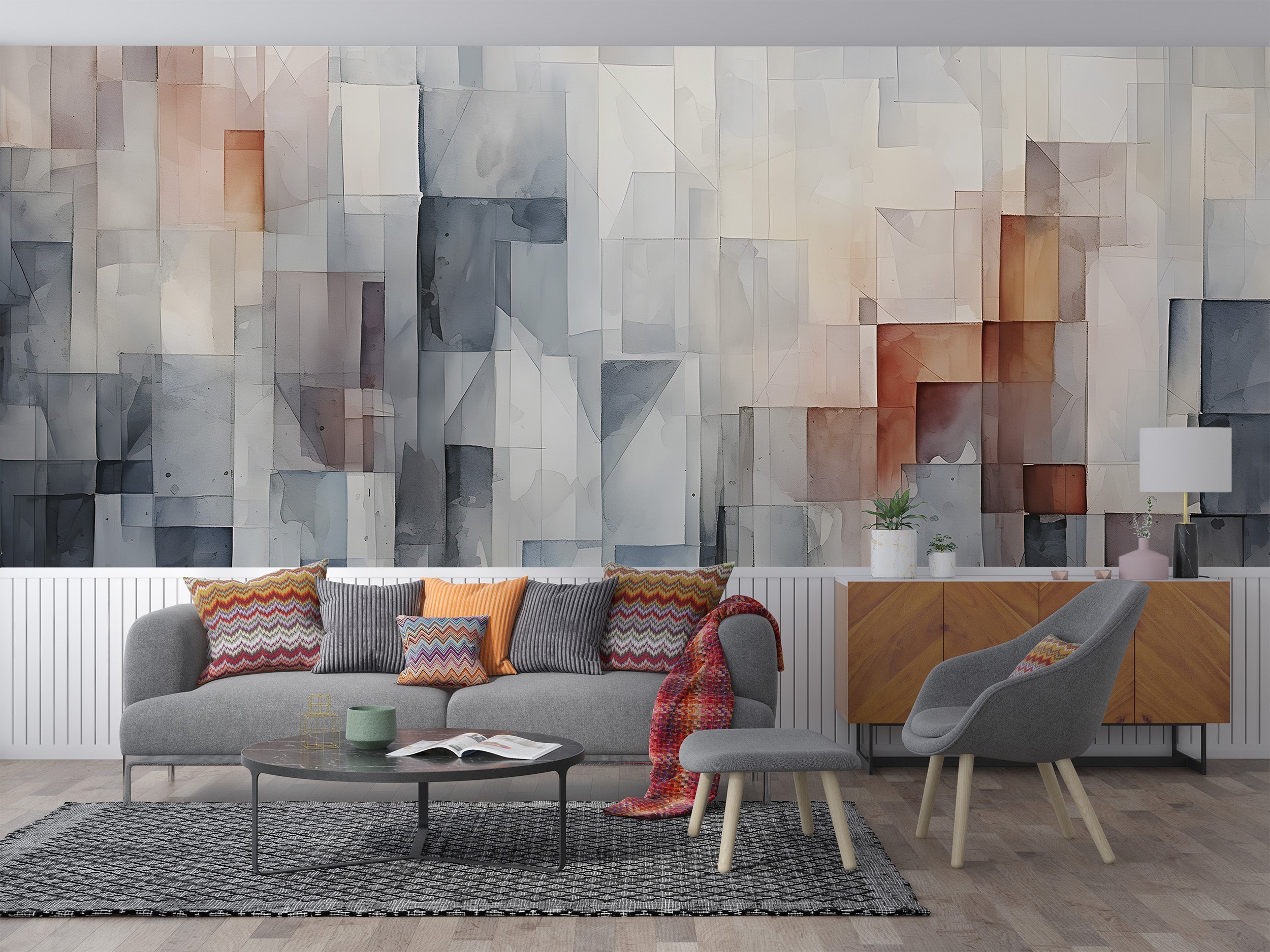 Chic and Easy-to-Install Grey Abstract Wallpaper