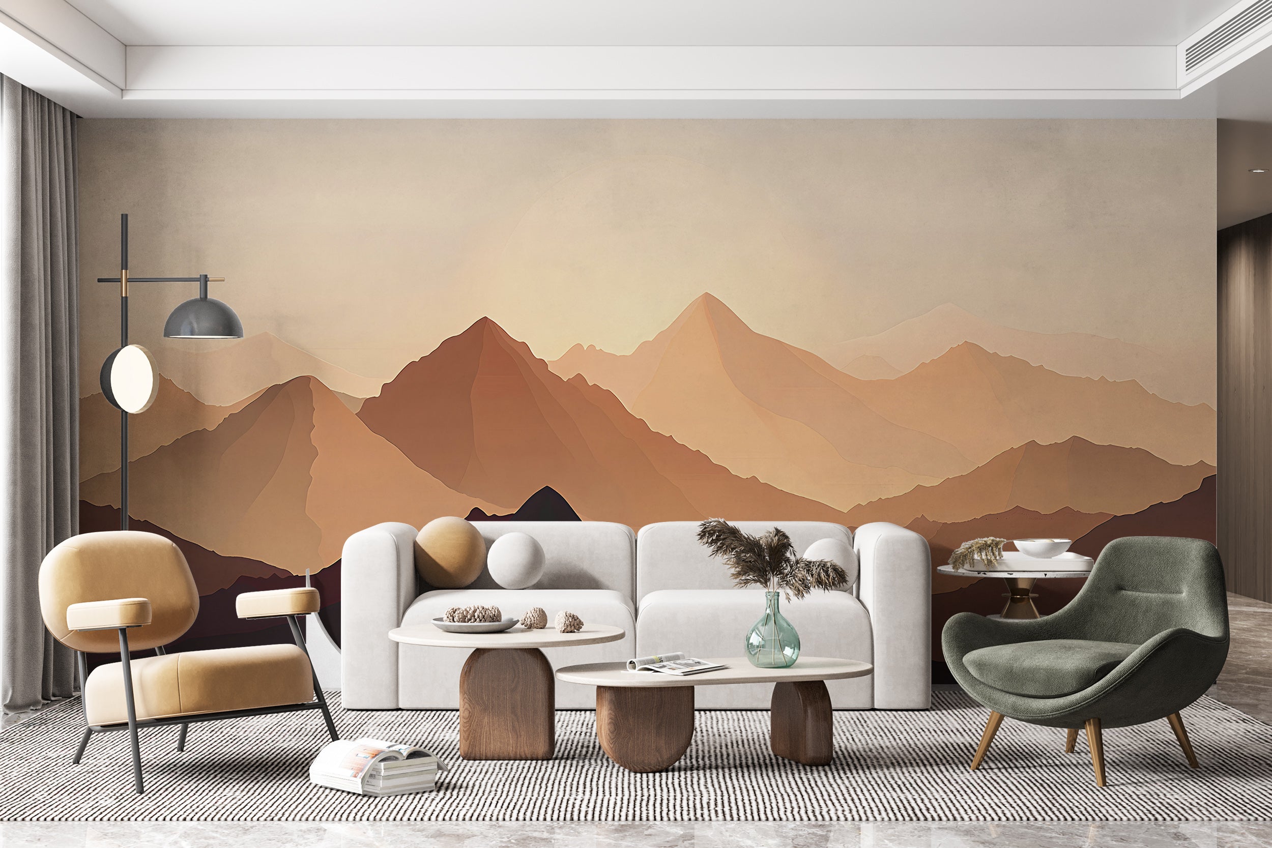Sand Dunes Wallpaper, Peel and Stick Desert Wall Mural, Removable Beige and Brown Mountains Landscape Art, Custom Size Wall Decor