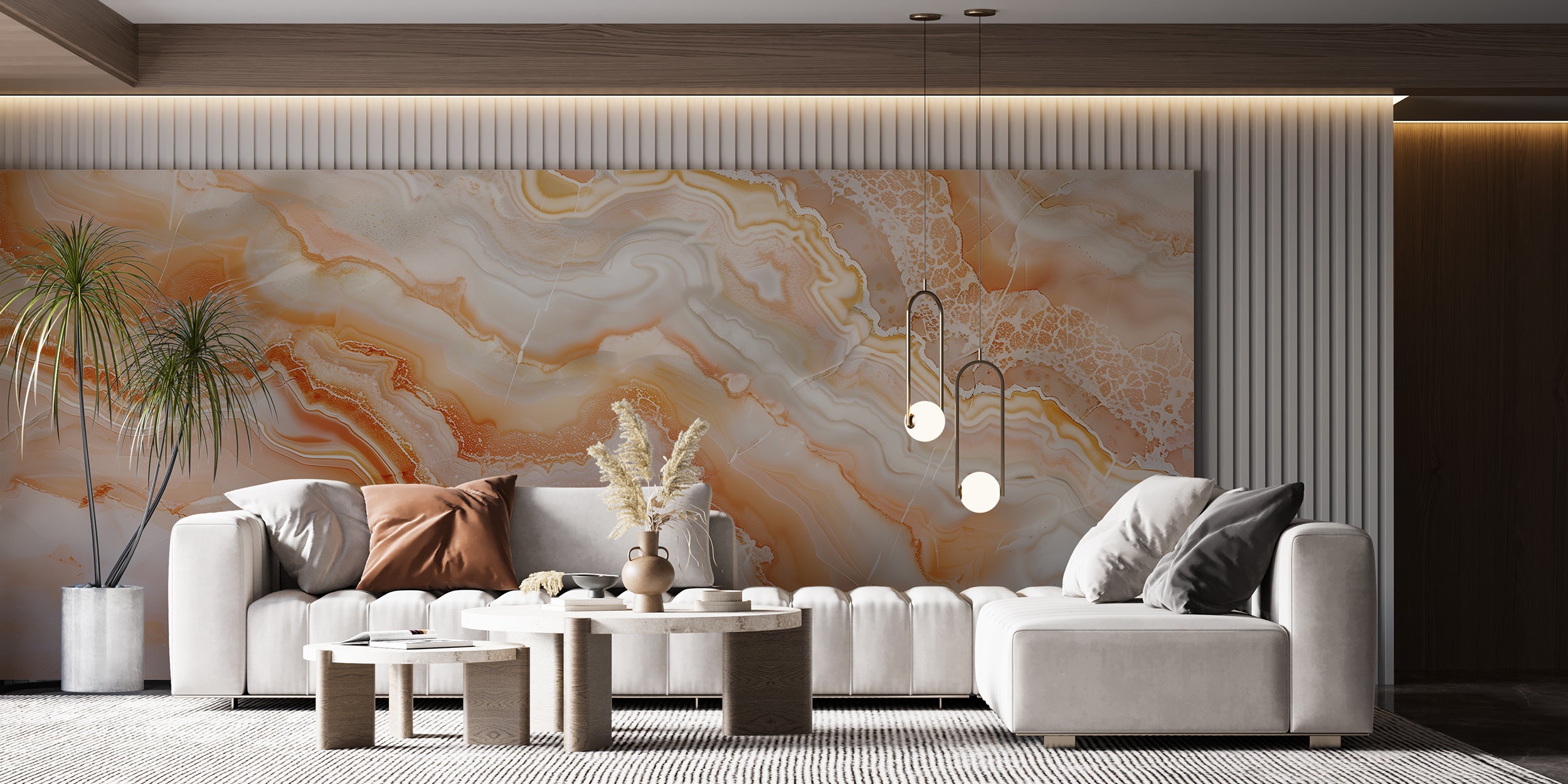 Orange Marble Mural, Peel and Stick Abstract Accent Wall Wallpaper, Removable Peach Marble Art, Alcohol Ink Decor