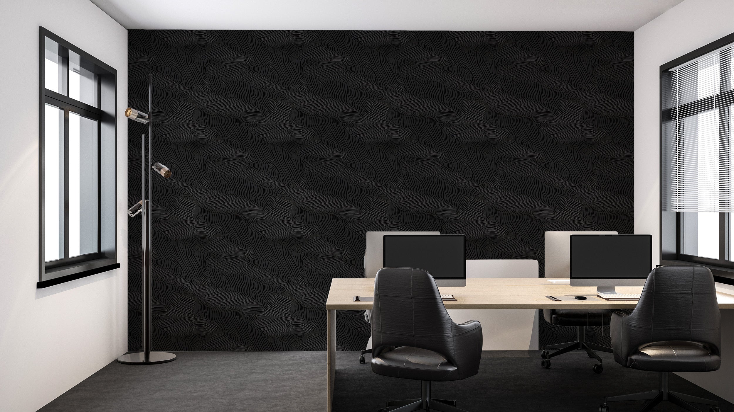 Modern Black Textured Wallpaper for Office Decor