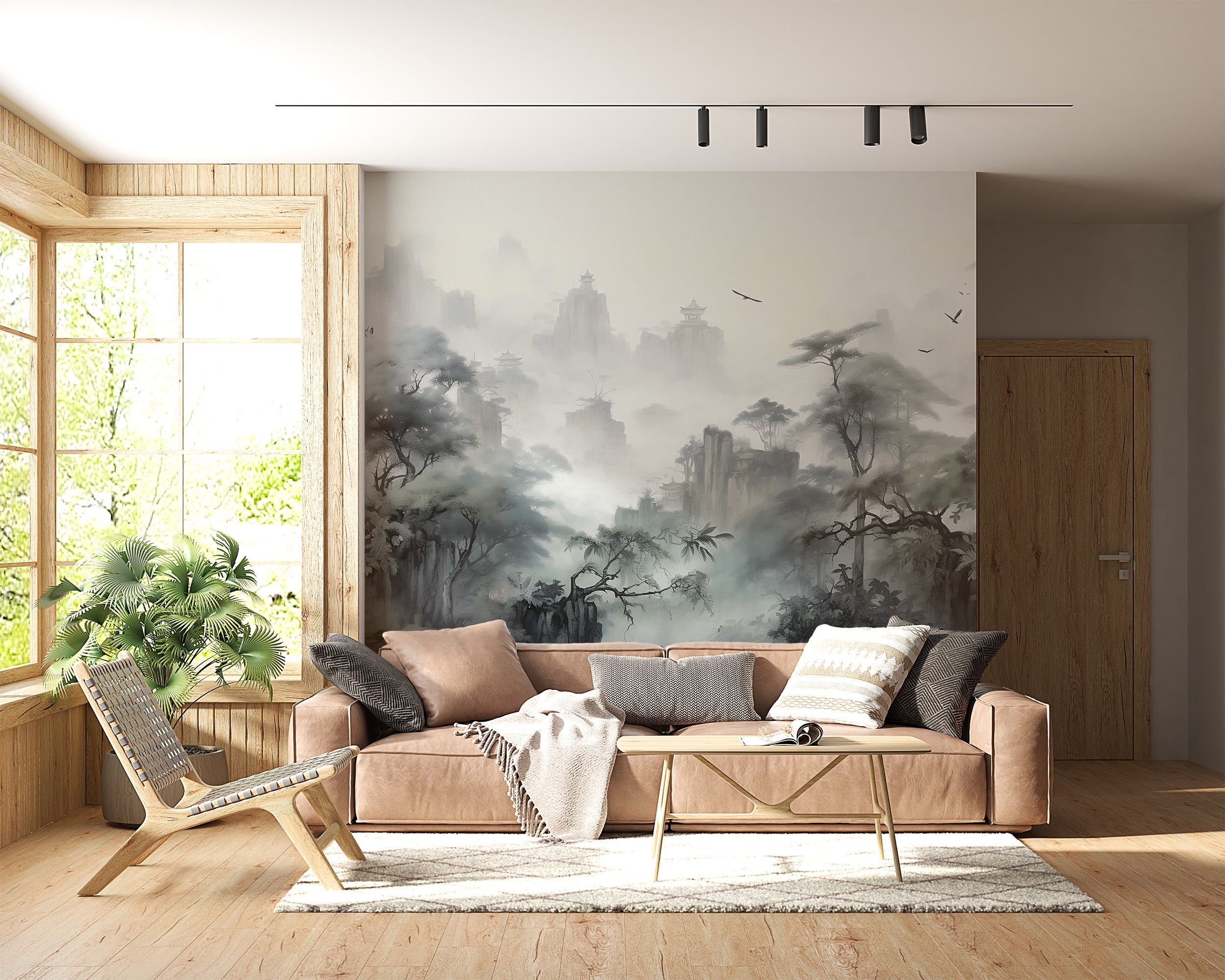 Transform Your Room with Monochrome Mural Design