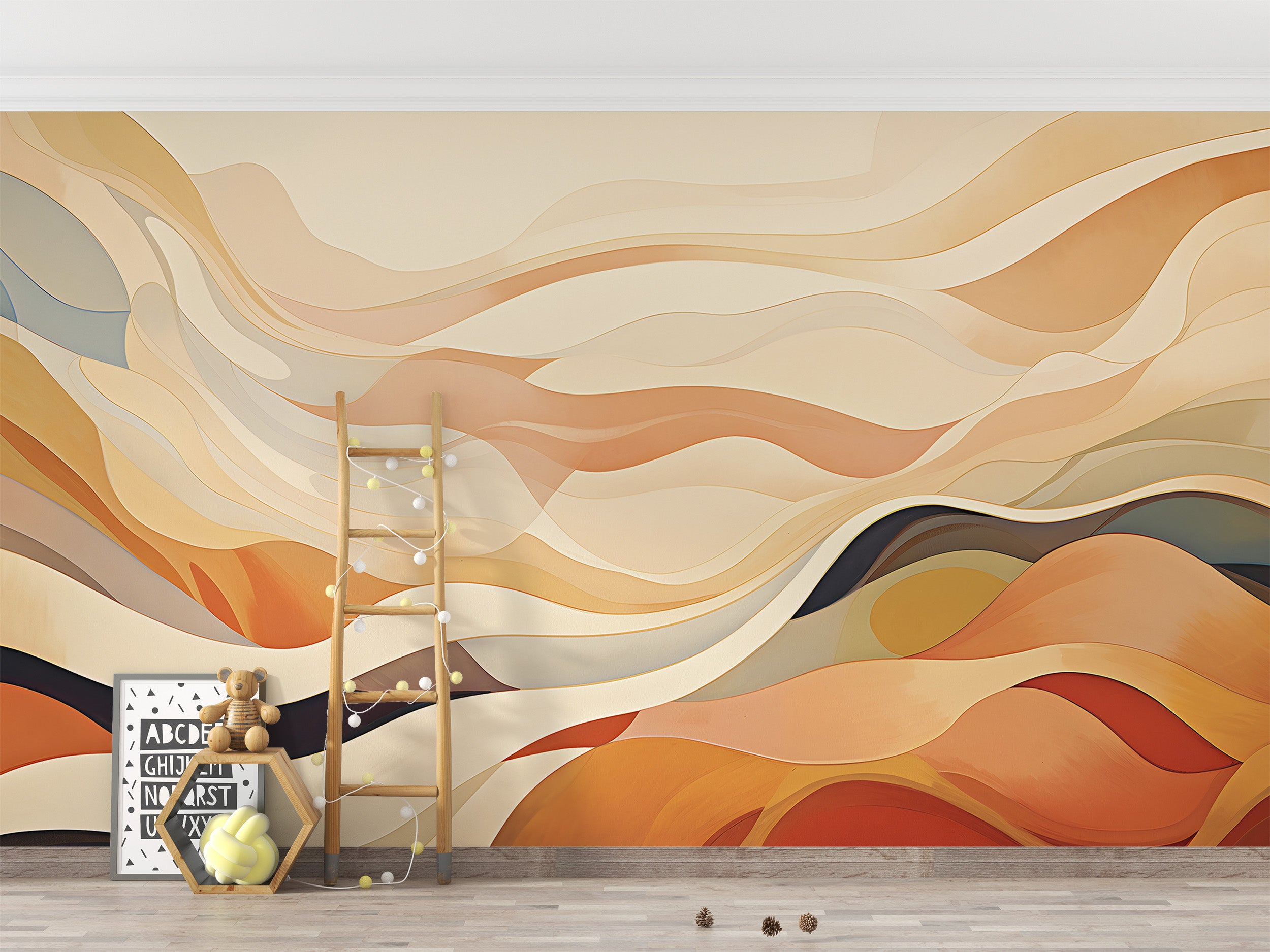 Vibrant Beige and Orange Abstract Wallpaper