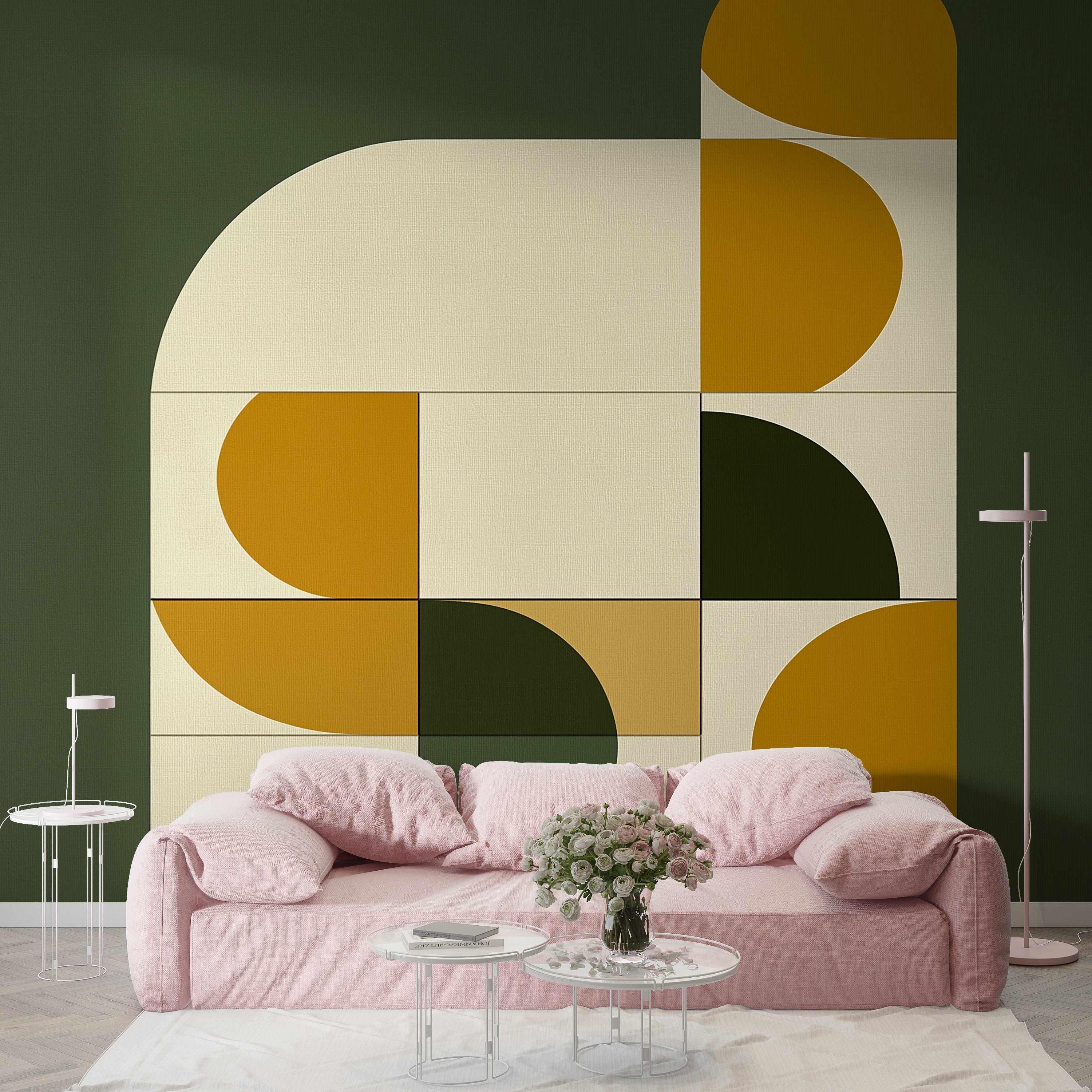 Modern Geometric Mid-Century Wallpaper for Trendy Home Decor